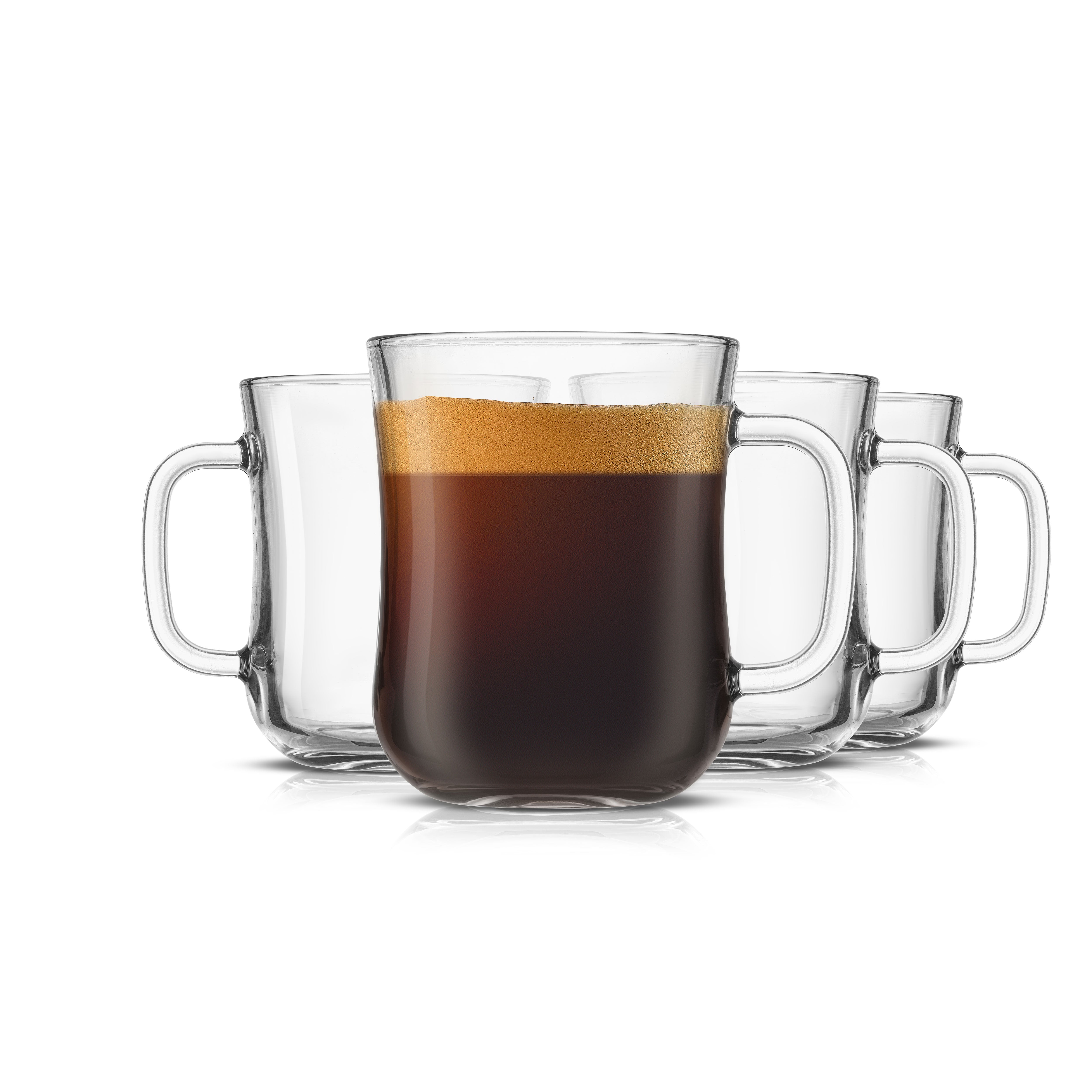 Diner Glass Coffee Mugs - Set of 4