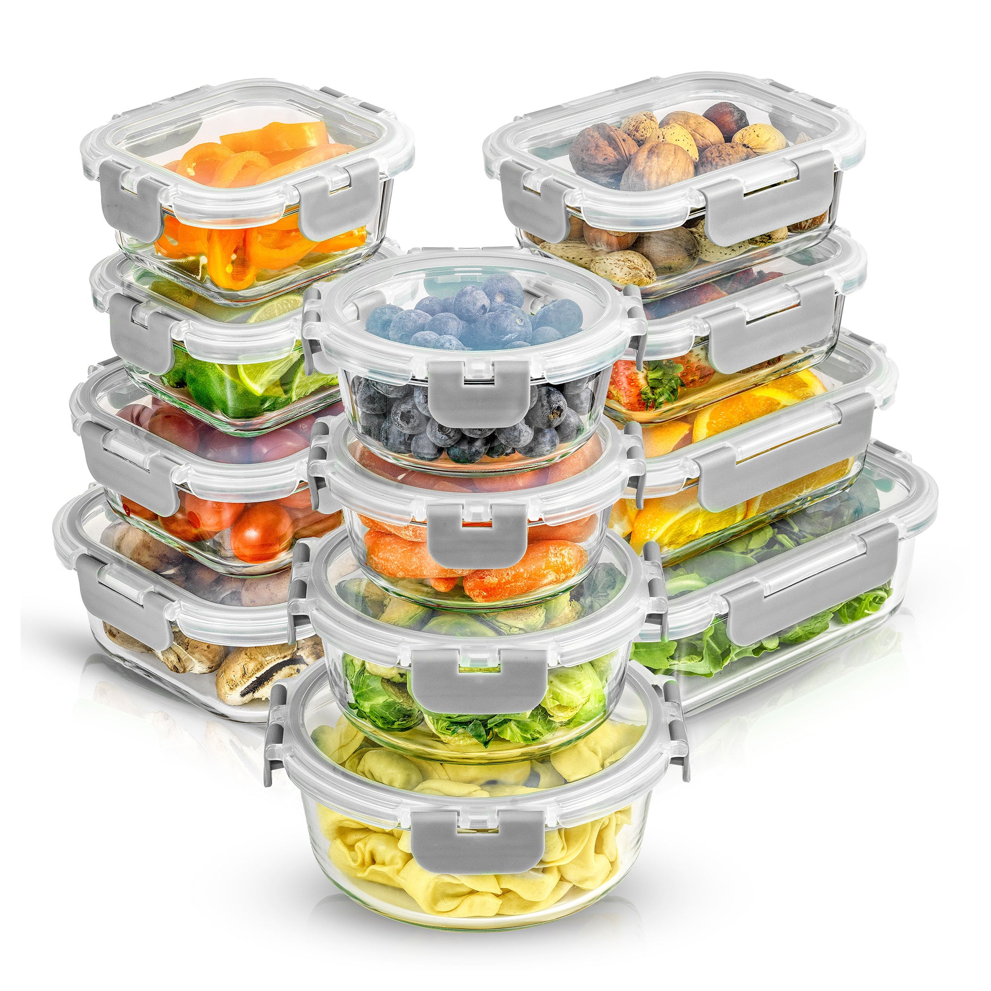 JoyFul 12 Glass Storage Containers with Leakproof Lids Set