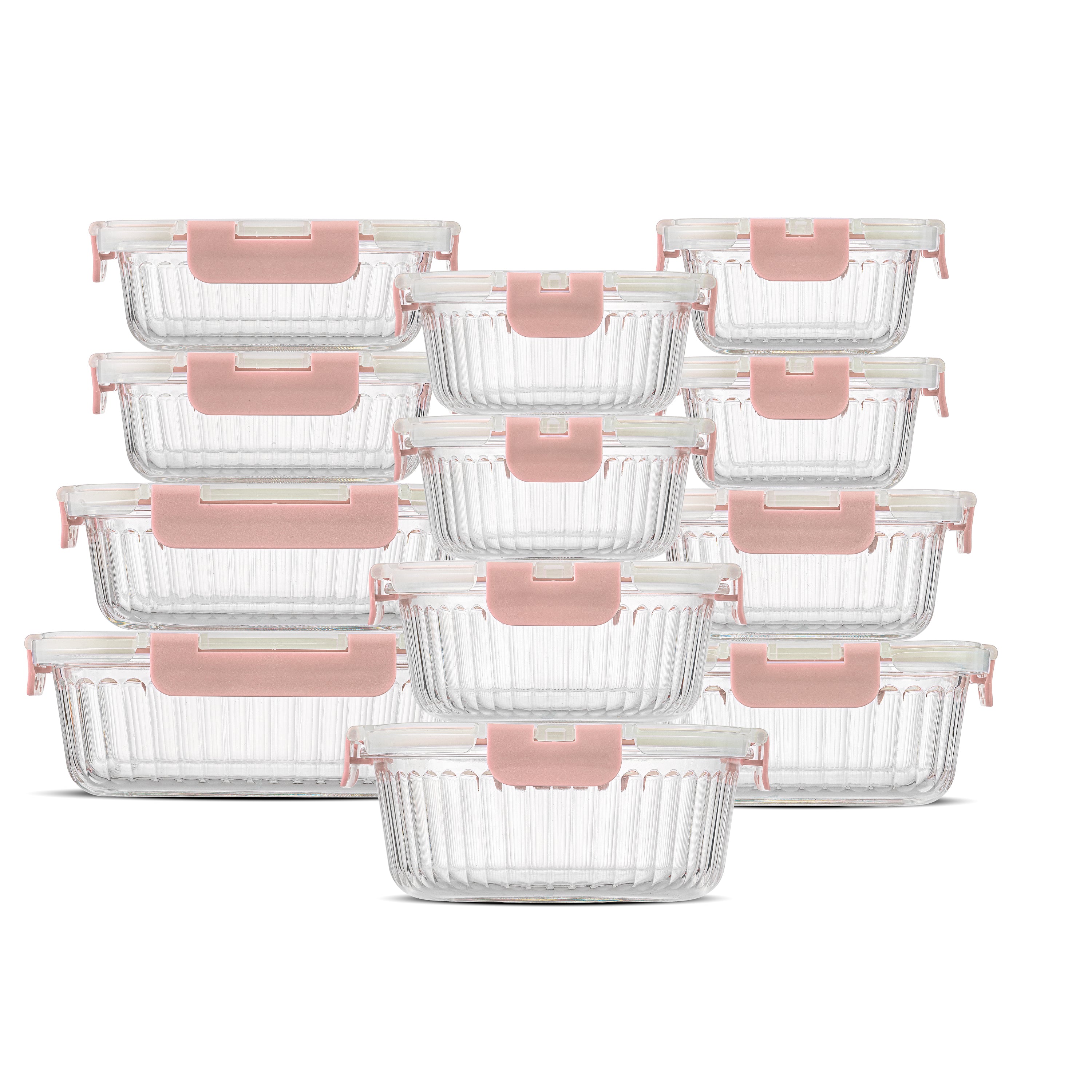 JoyJolt 12 Fluted Glass Containers & Leakproof Lids