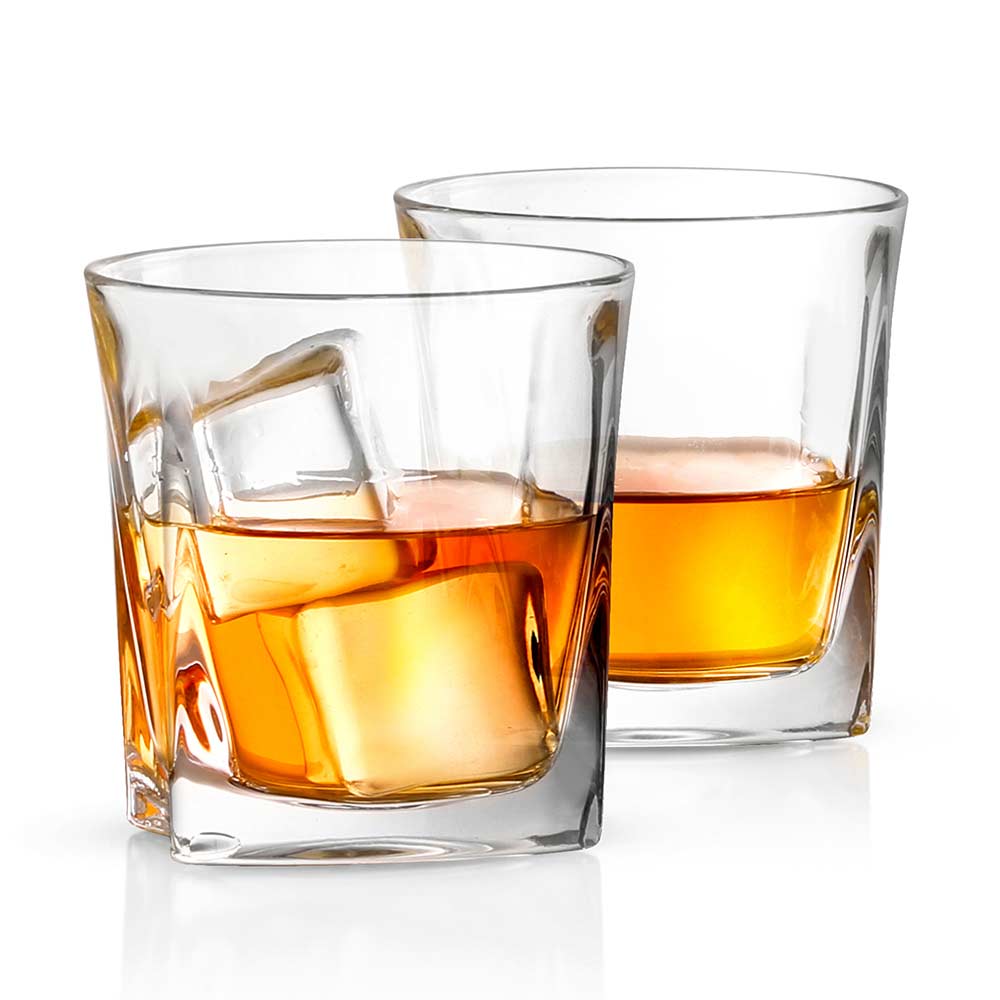 JoyJolt Black Swan Double Old Fashion Whiskey Glasses Set of 4