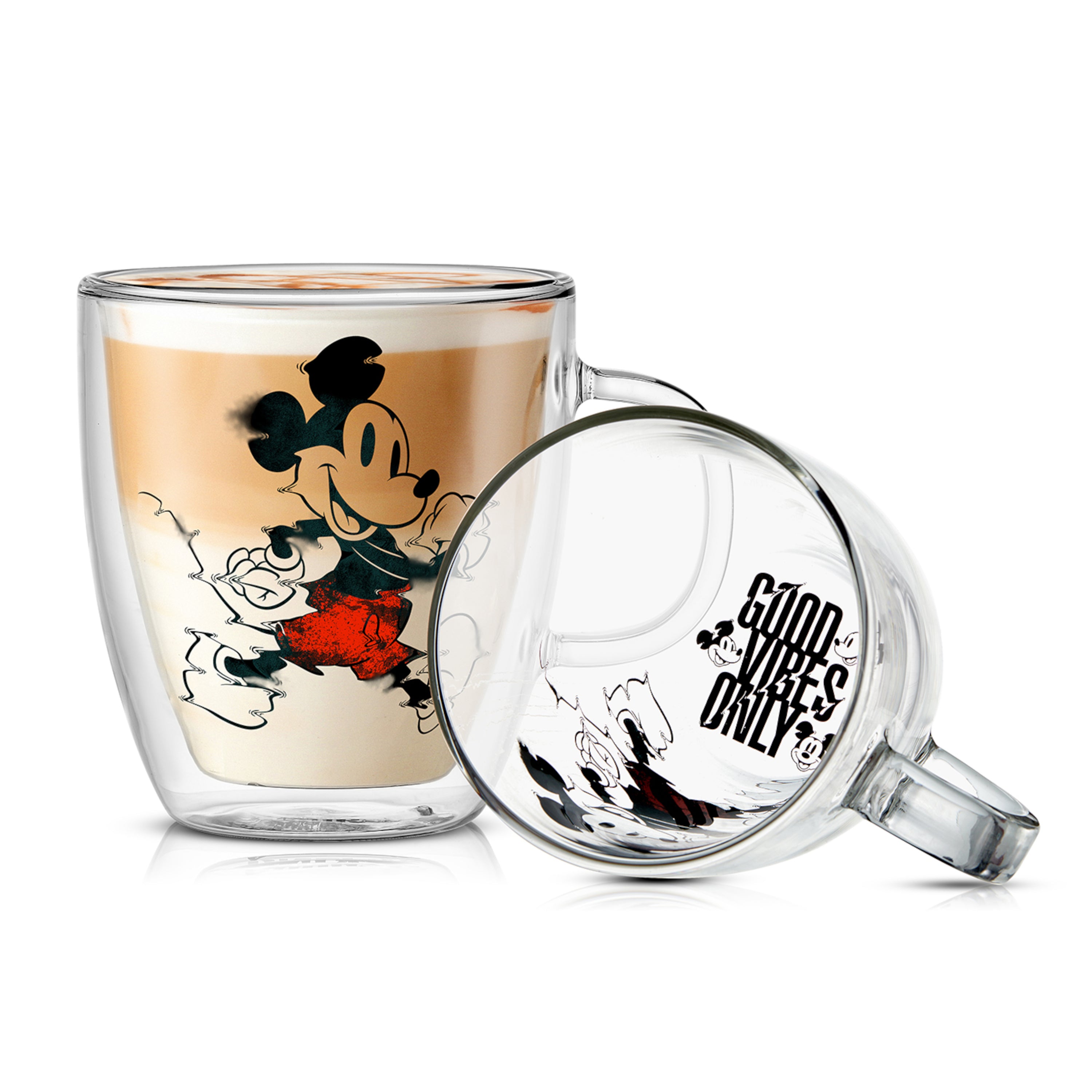 Disney Mickey Mouse Glitch Double Wall Glass Mugs