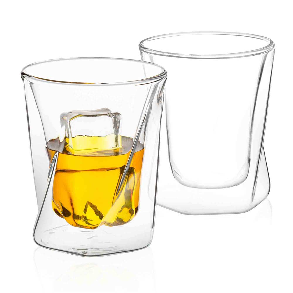 Lacey Double Wall Double Old Fashion Whiskey Glasses