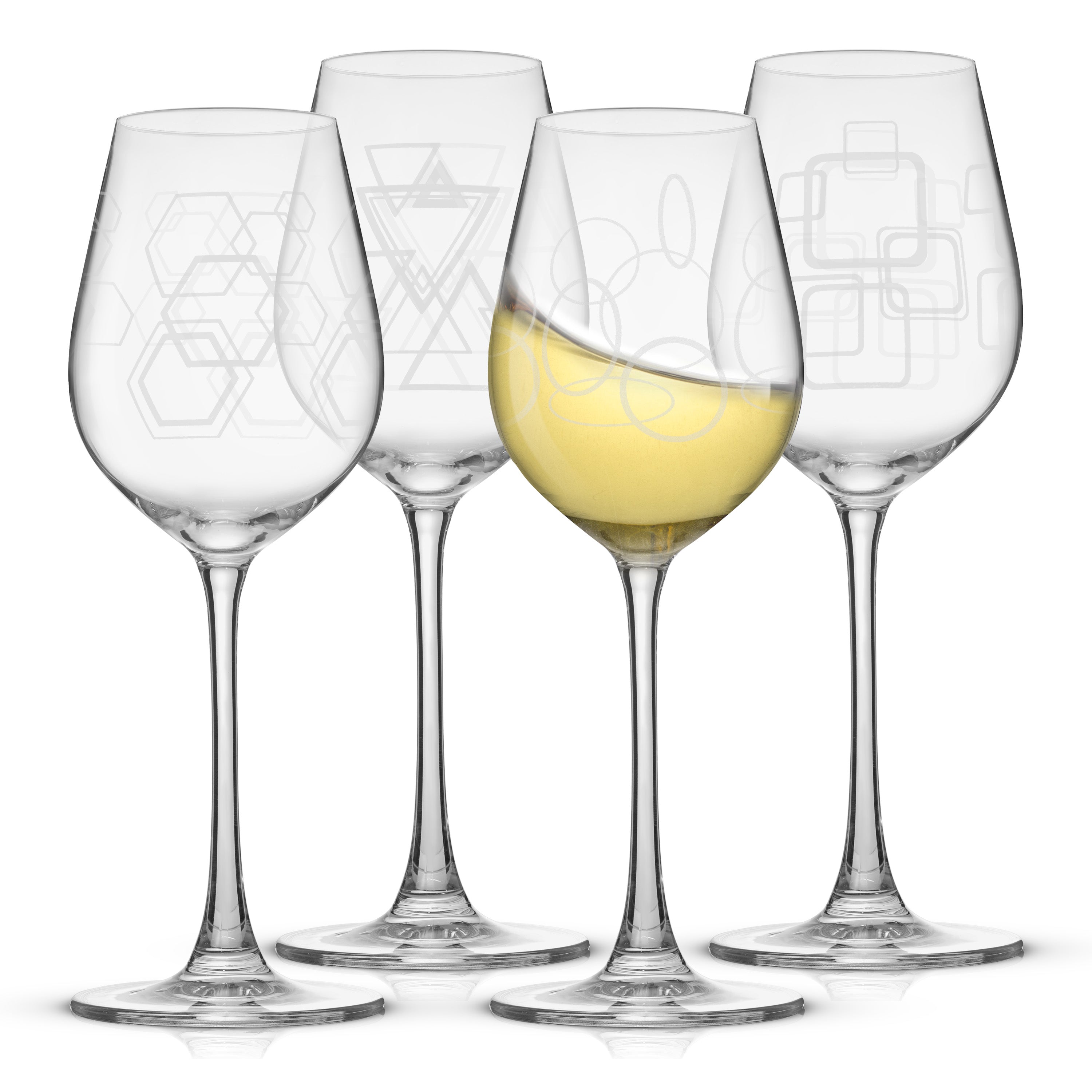 Geo Crystal White Wine Glasses Set