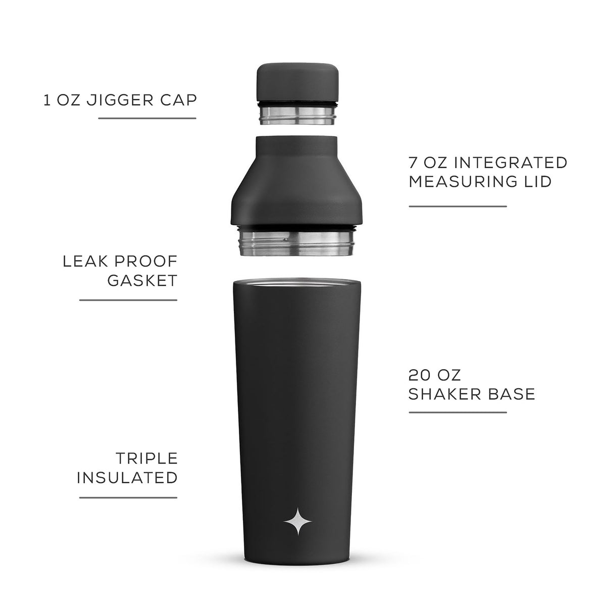 JoyJolt Vacuum Insulated Cocktail Protein Shaker 20 oz