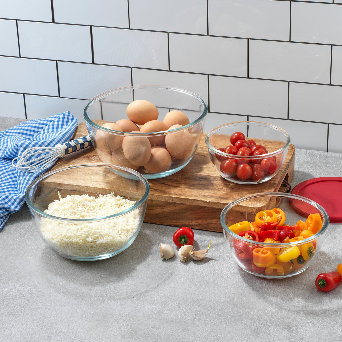 JoyFul 4 Large Glass Mixing Bowls With Lids JoyJolt