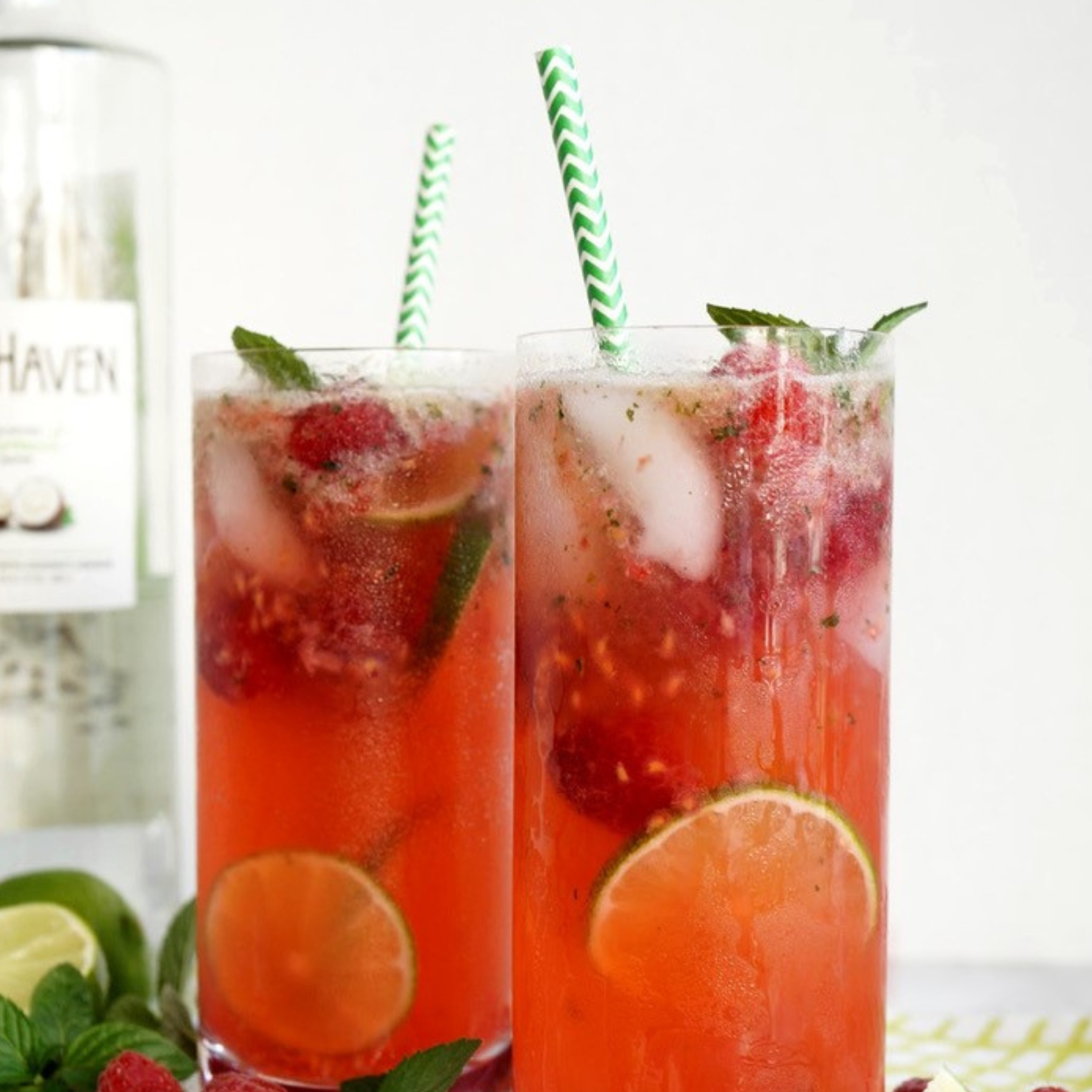 Tropical Paradise in a Glass: Raspberry Coconut Mojitos
