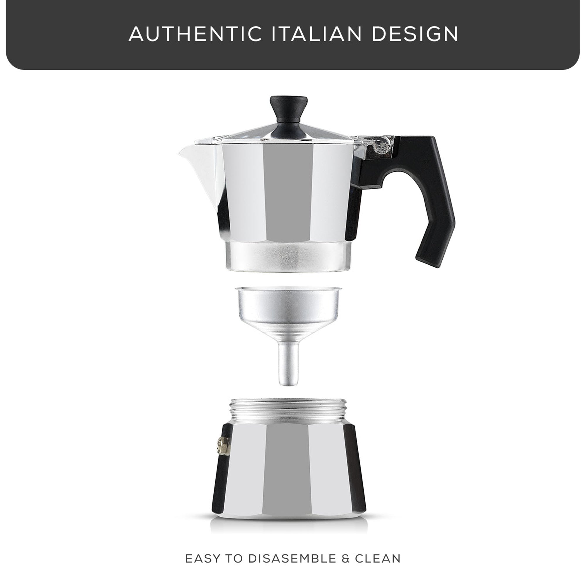 JoyJolt Italian Moka Pot Stovetop Aluminum Espresso Maker