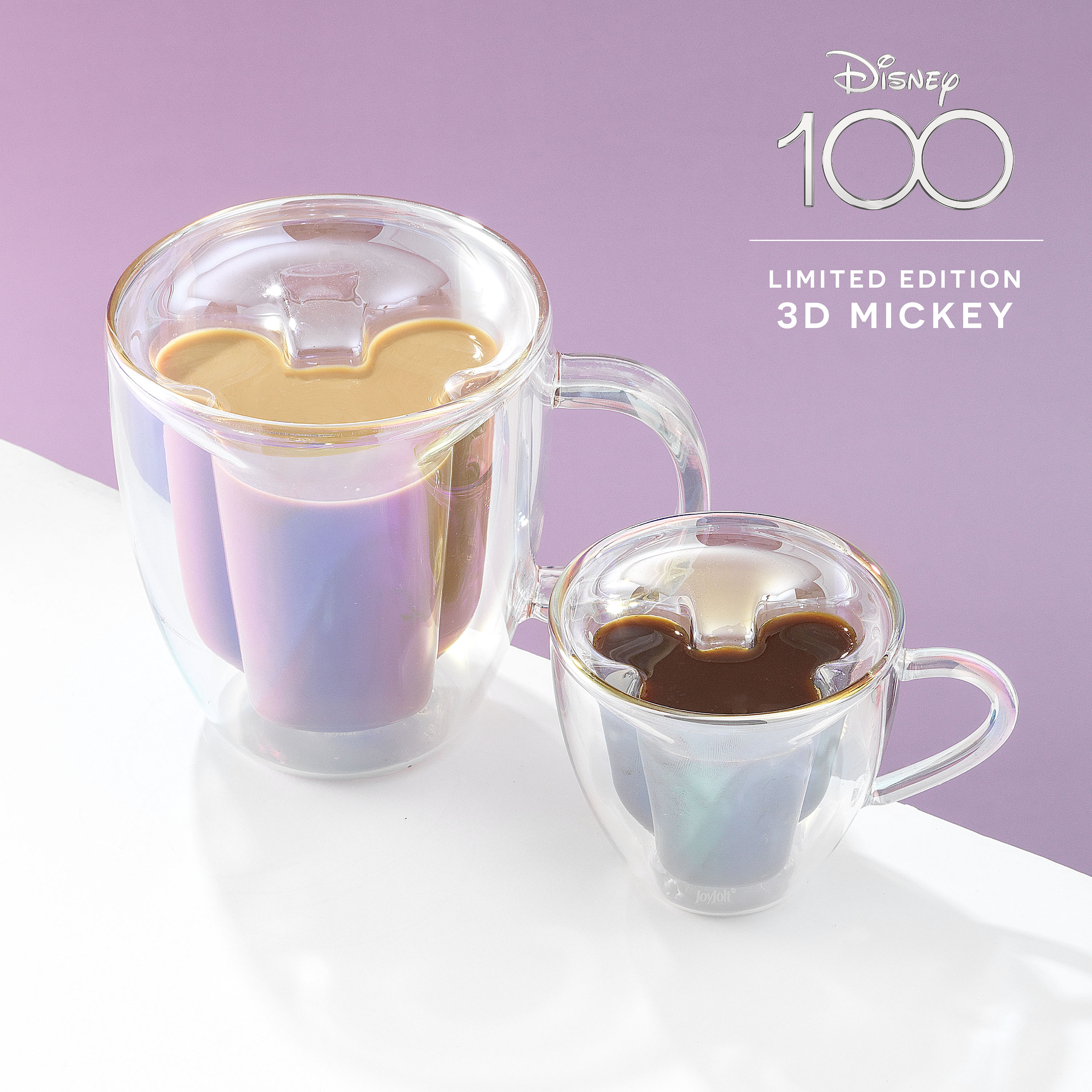 Disney100 Limited Edition 3D Mickey Double Wall Glass Mug - 10 oz