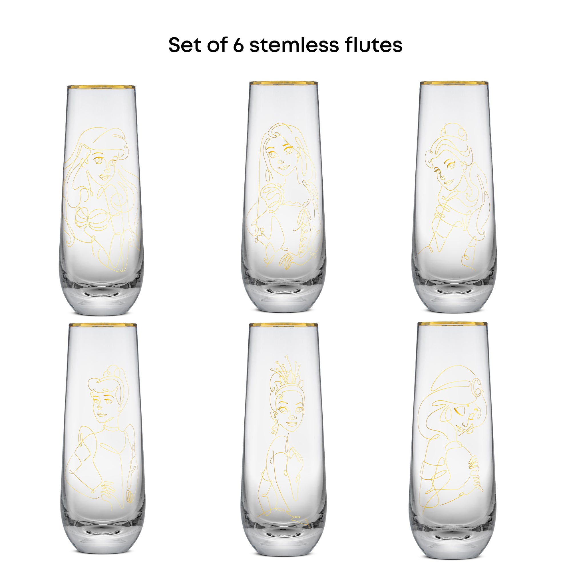 Disney Princess Sketch Stemless Flutes