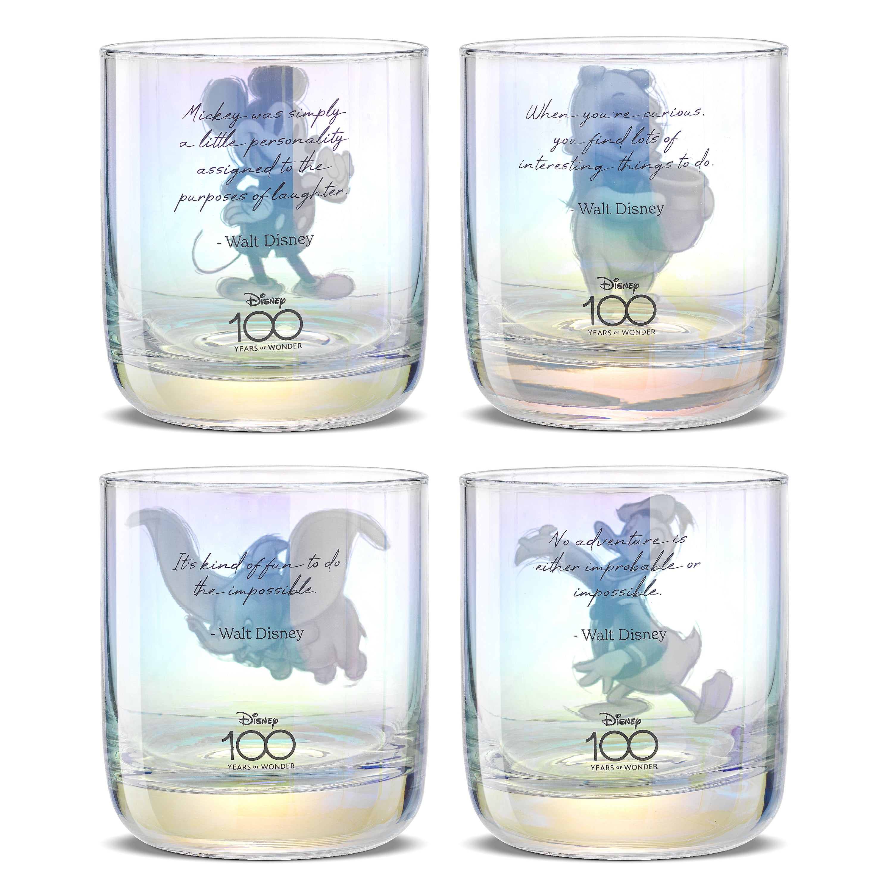 Disney100 Limited Edition Walt Disney Quotes Drinking Glasses Set of 4