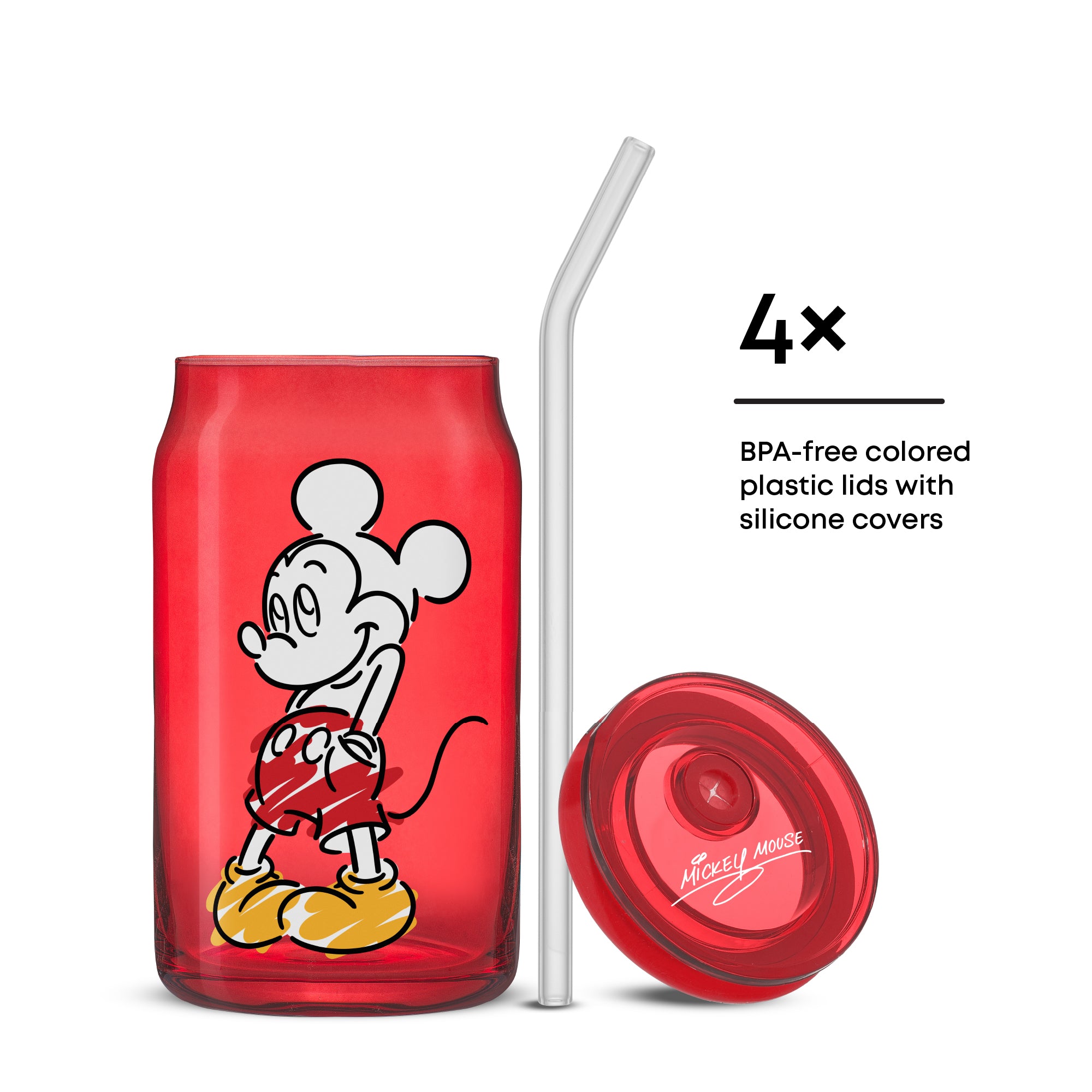 Disney Mickey Mouse & Friends Color Sketch Tumbler Glasses with Lids