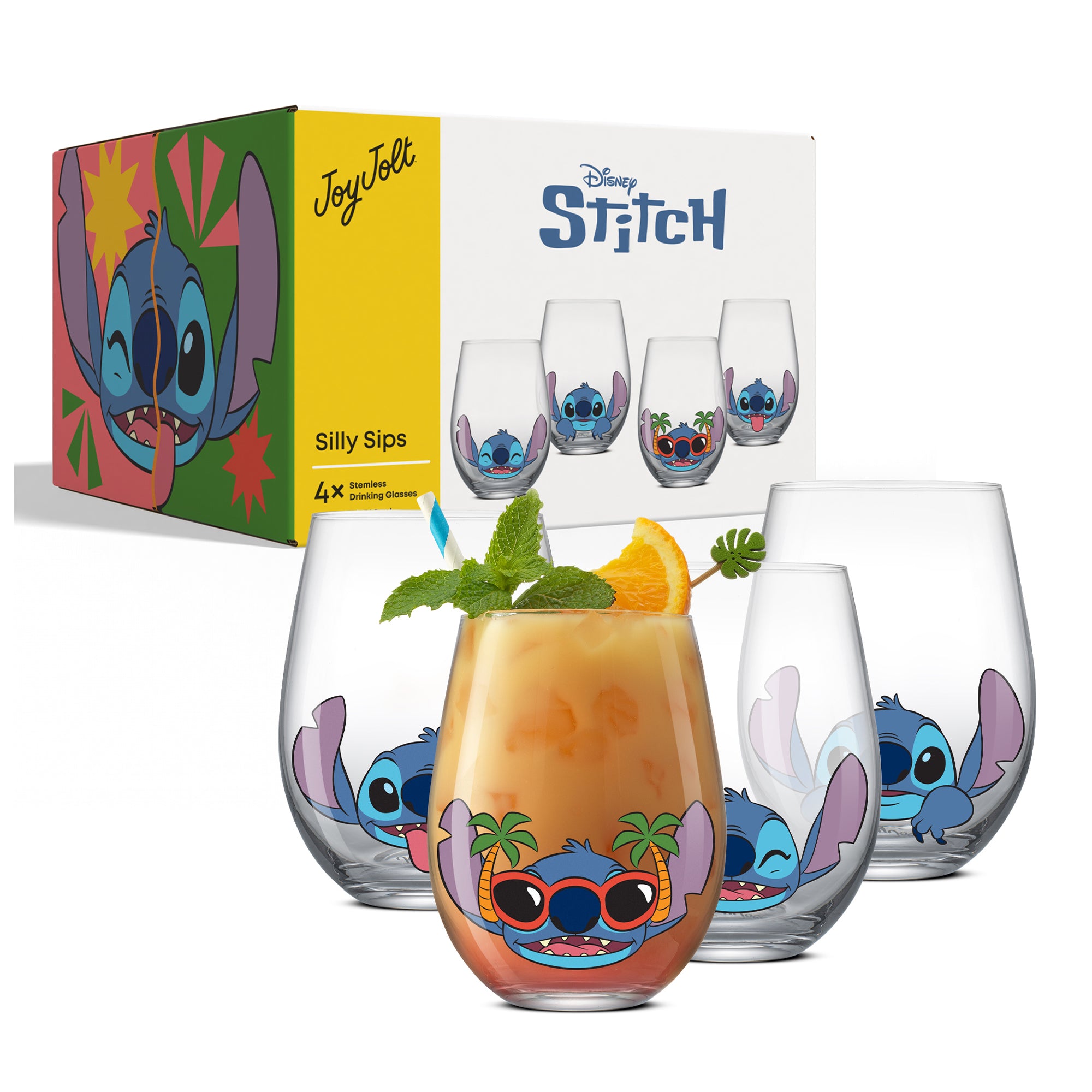 Disney Stitch Silly Sips Stemless Drinking Glasses