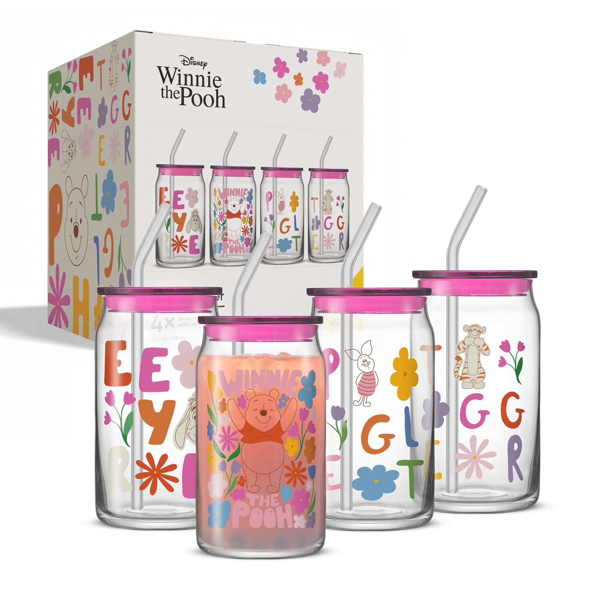 Disney Winnie the Pooh & Friends Flower Power Tumbler Glasses