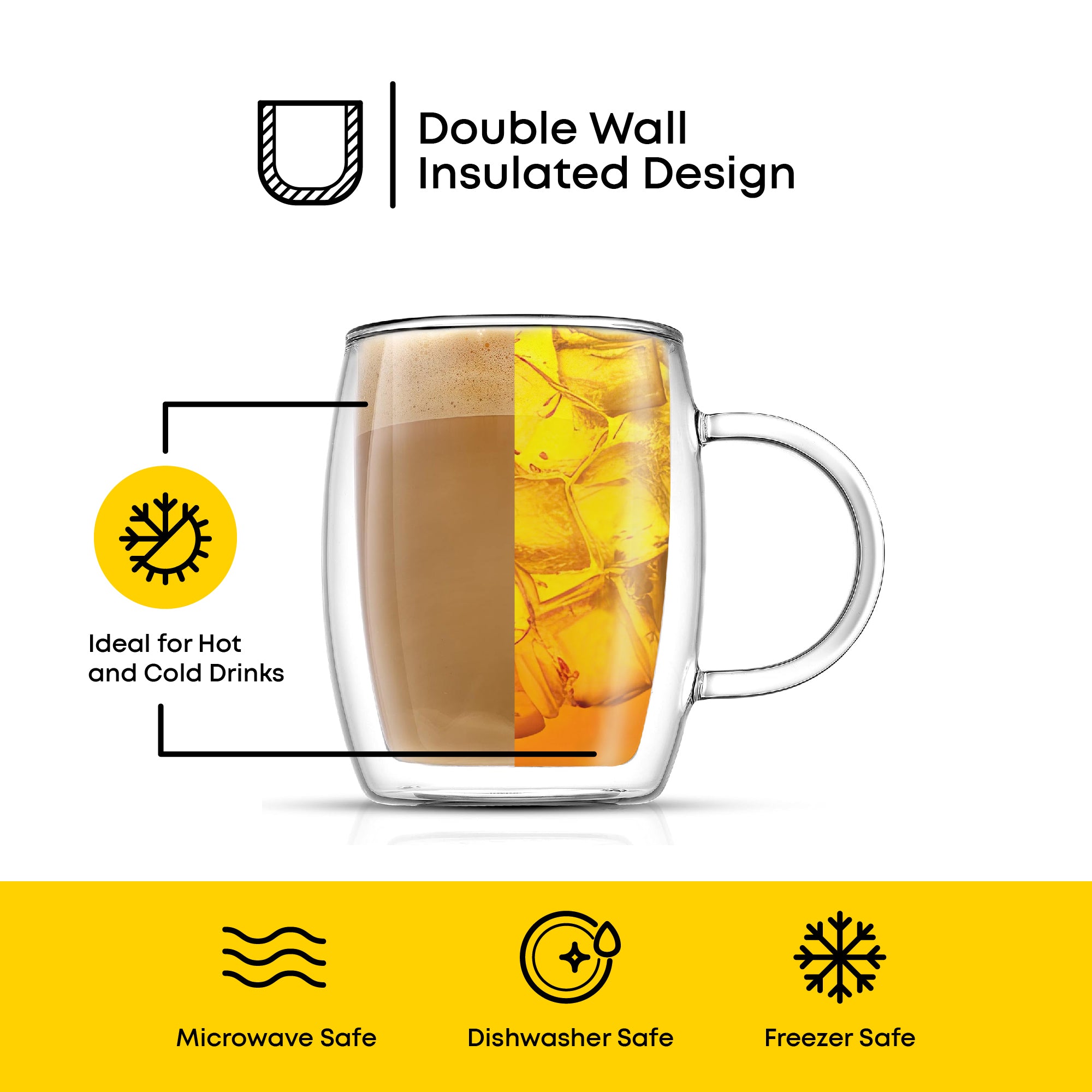 Aroma Double Wall Glass Coffee Mugs