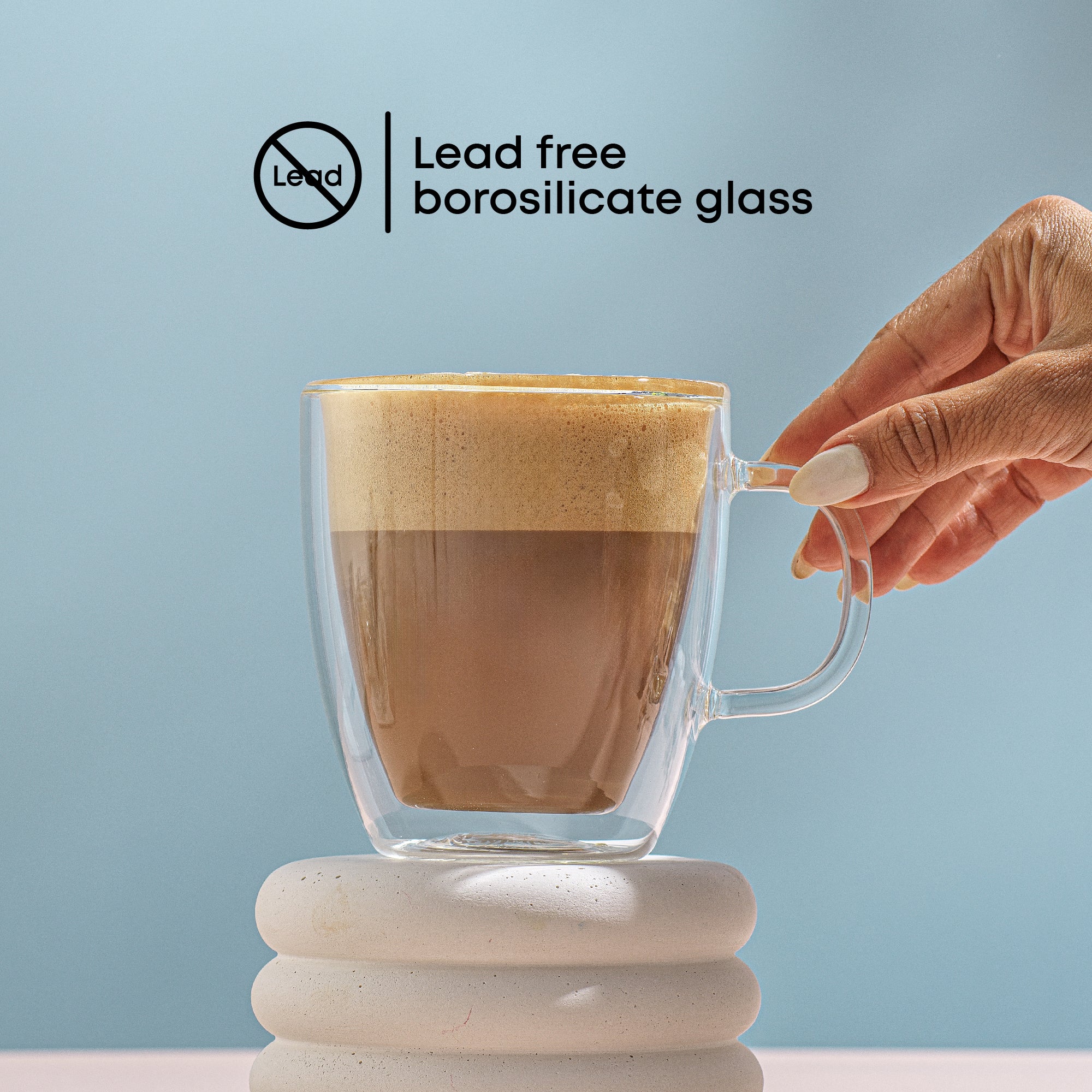 Savor Double Wall Glass Coffee Mugs