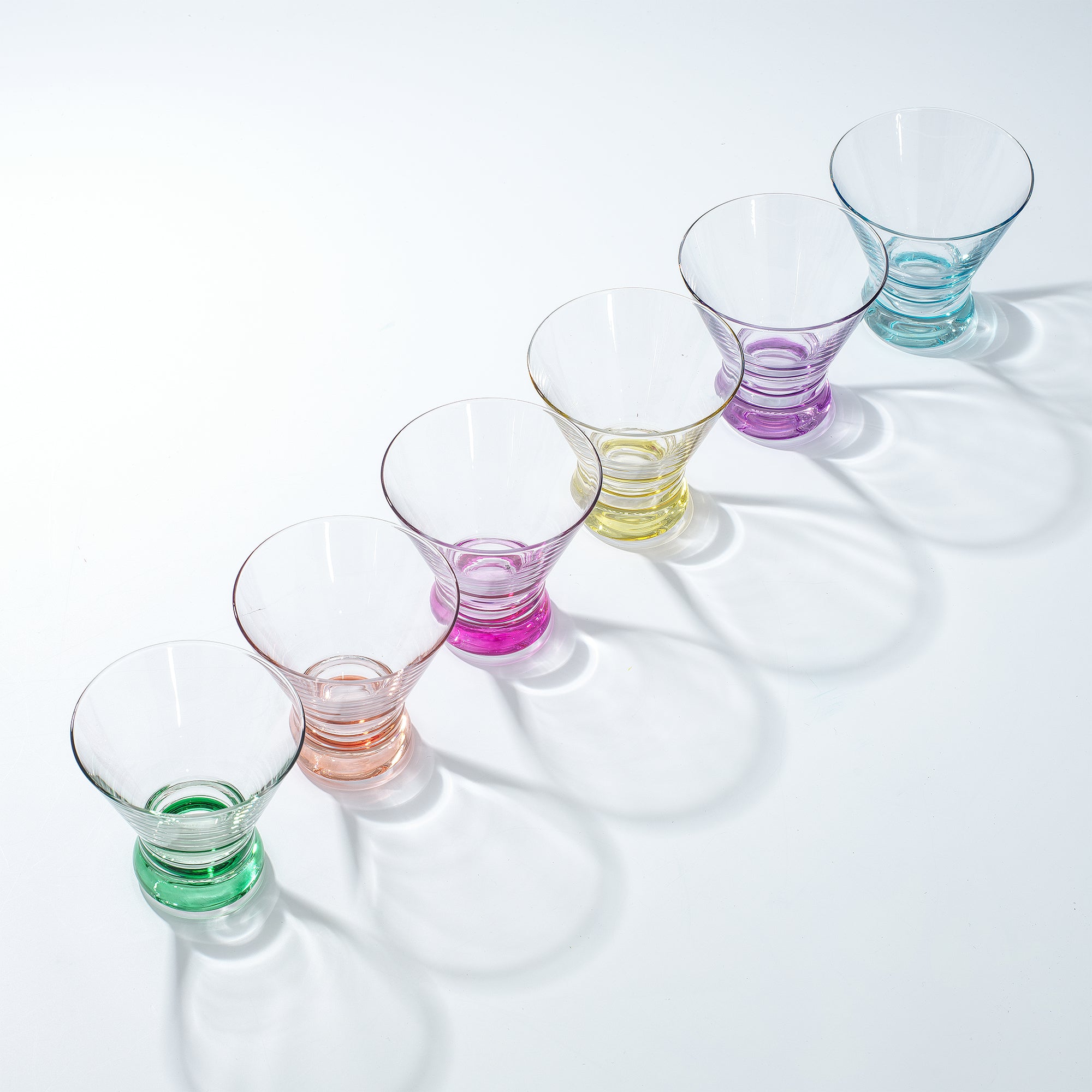 Hue Colored Stemless Martini Glasses