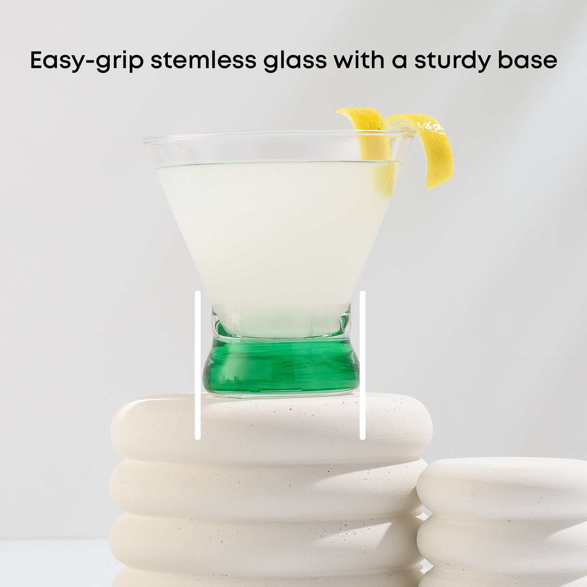 Hue Colored Stemless Martini Glasses