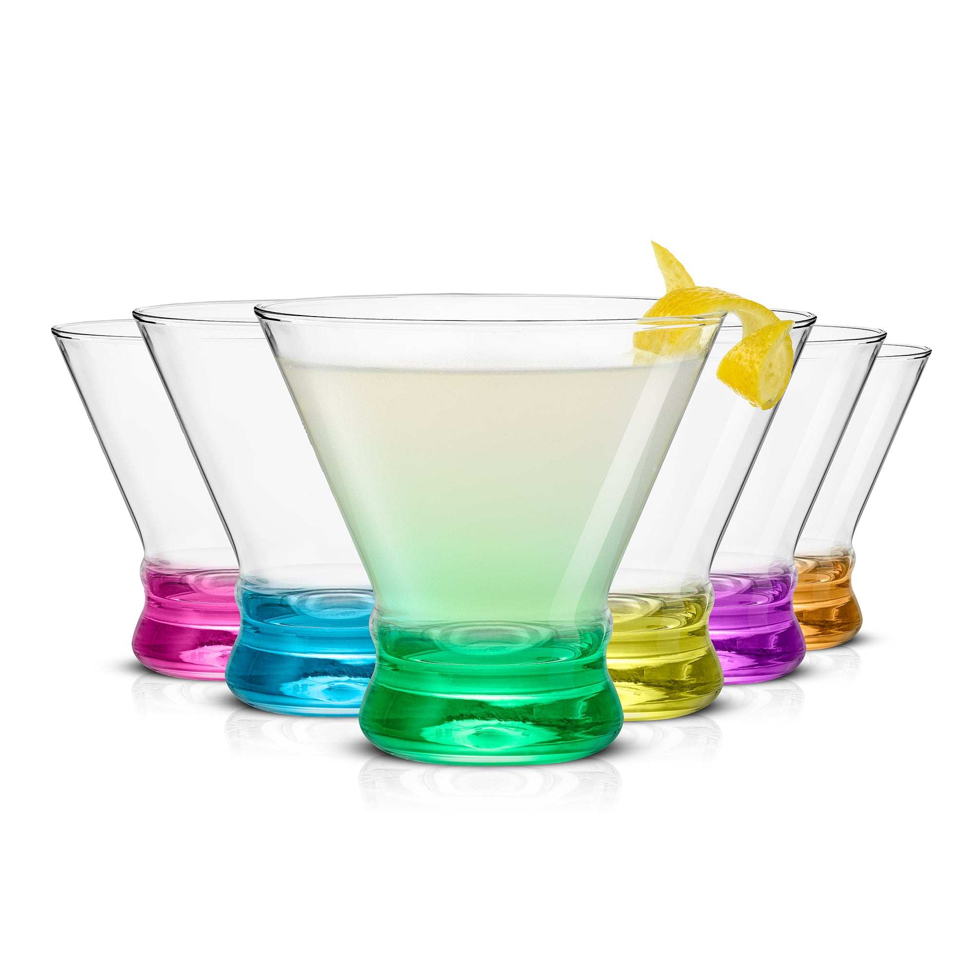 Hue Colored Stemless Martini Glasses