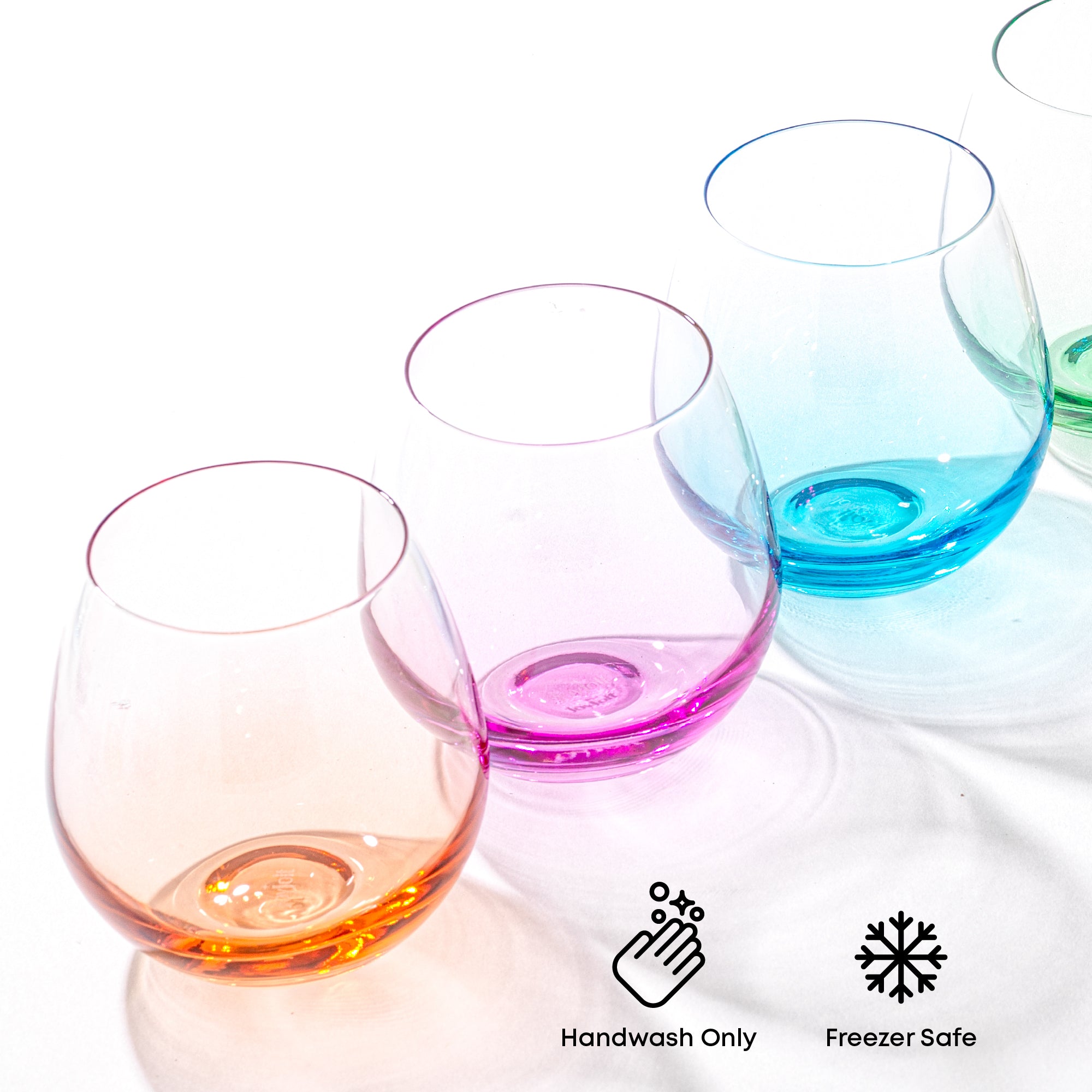 Hue Colored Stemless Wine Glasses