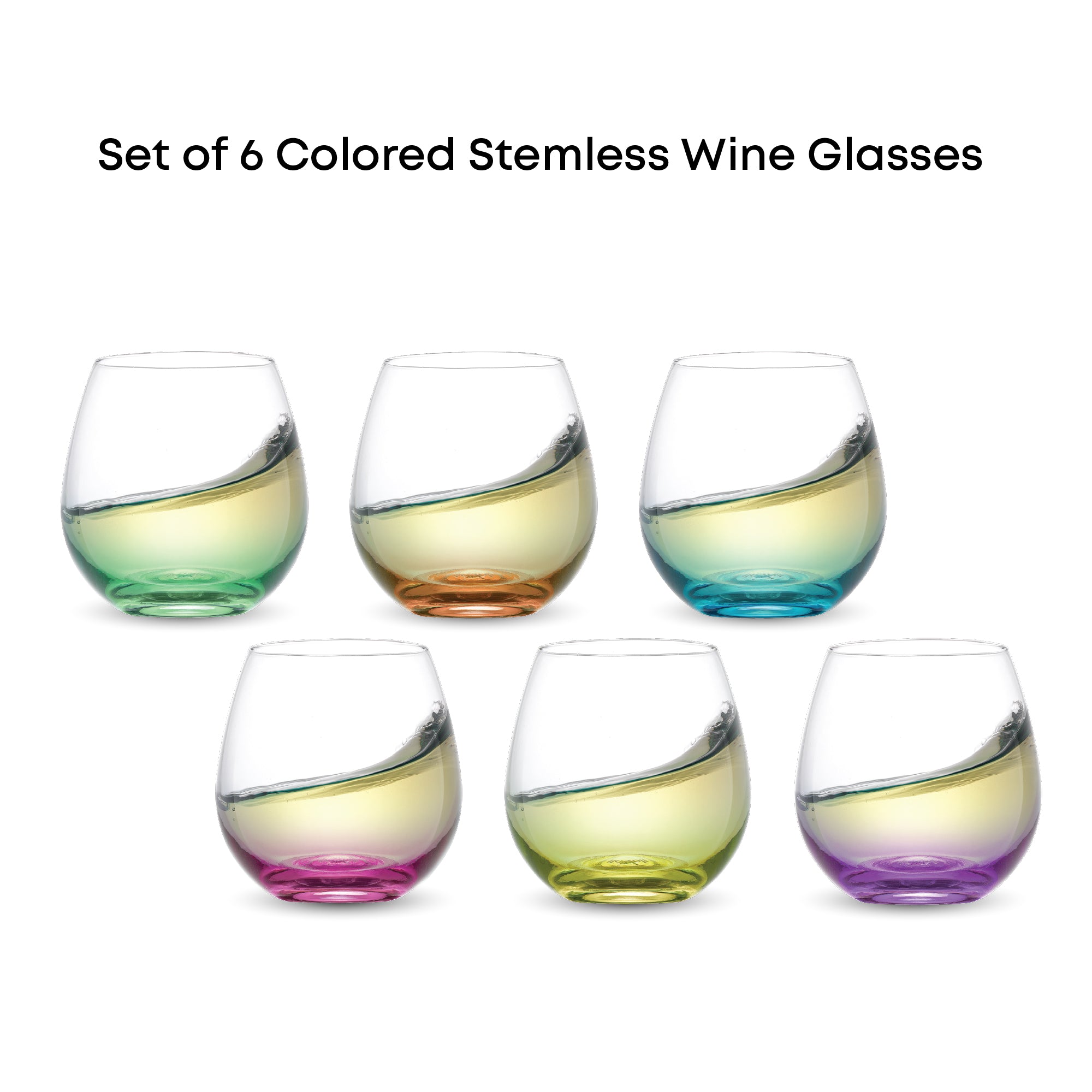 Hue Colored Stemless Wine Glasses