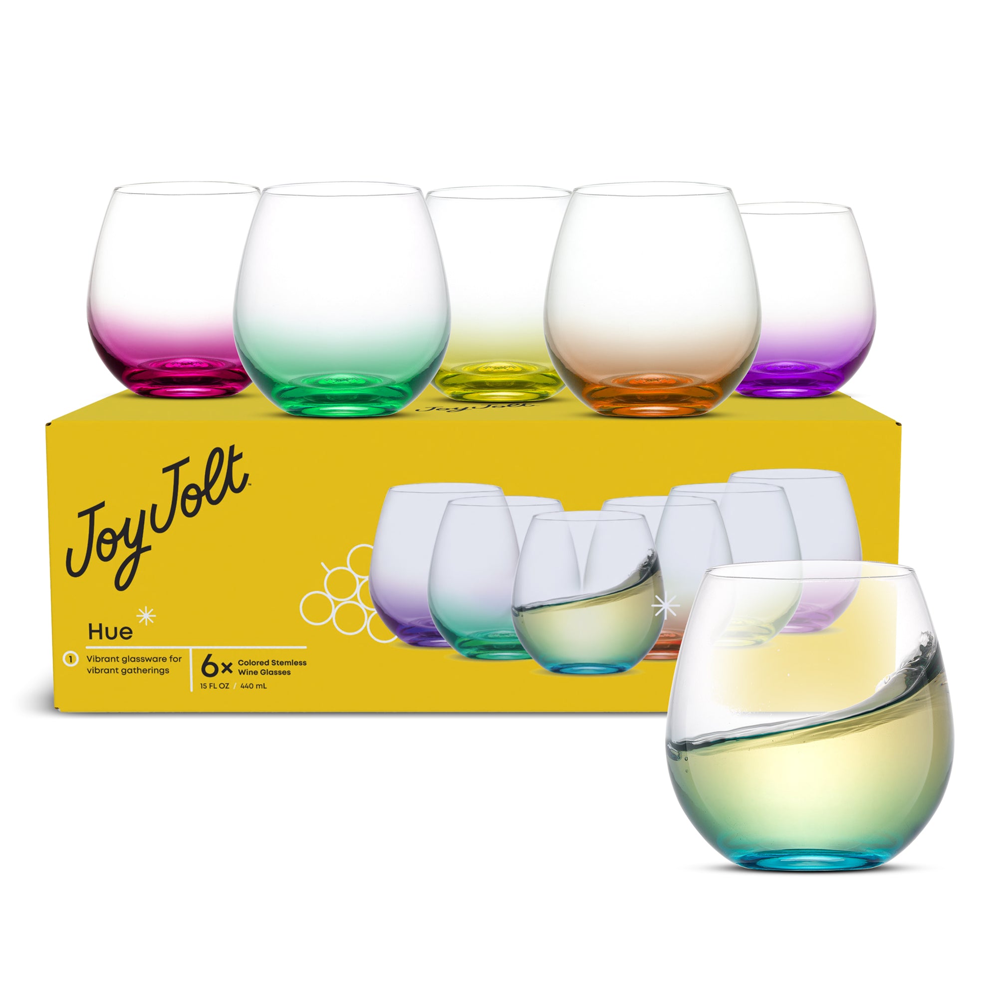 Hue Colored Stemless Wine Glasses