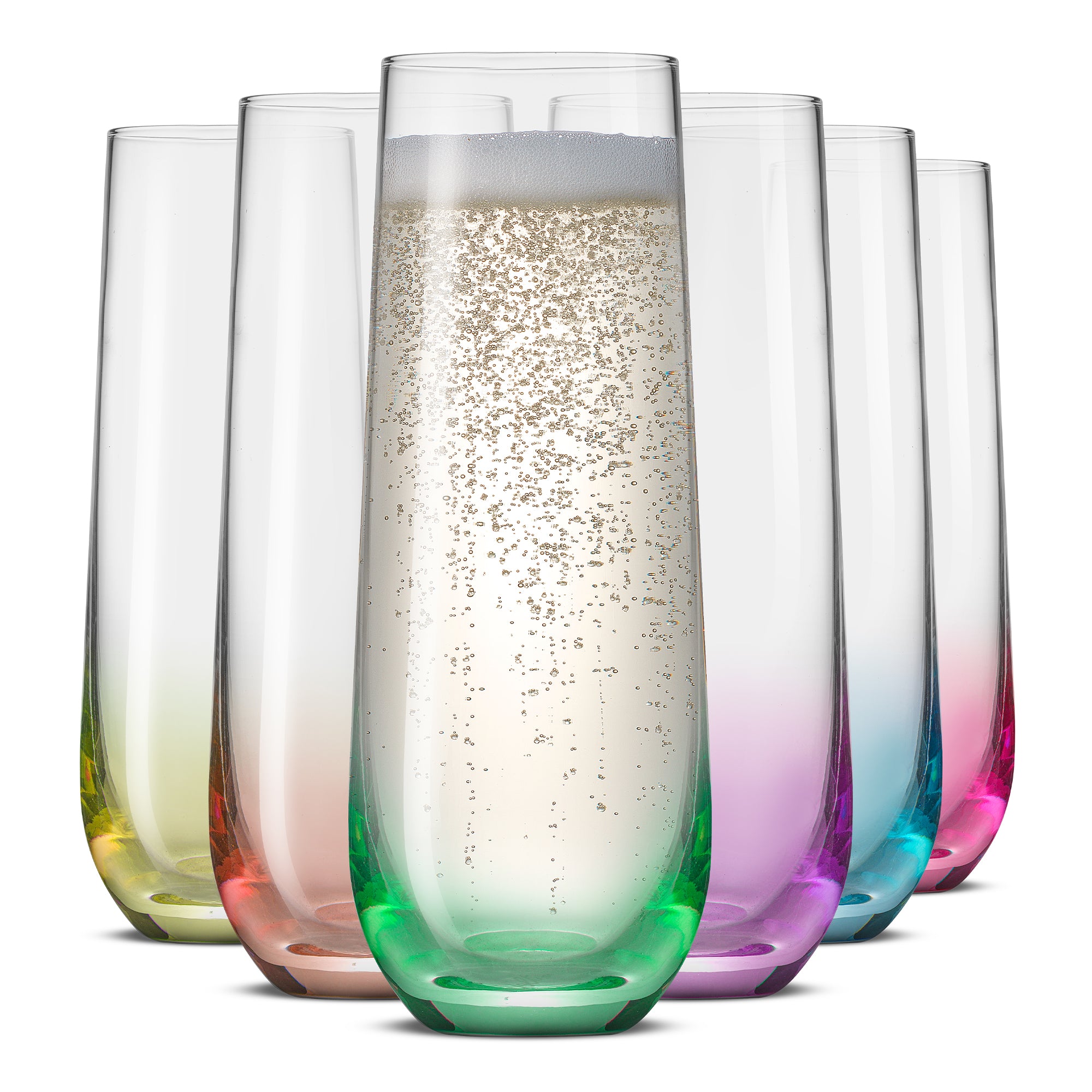 Hue Colored Stemless Champagne Flutes