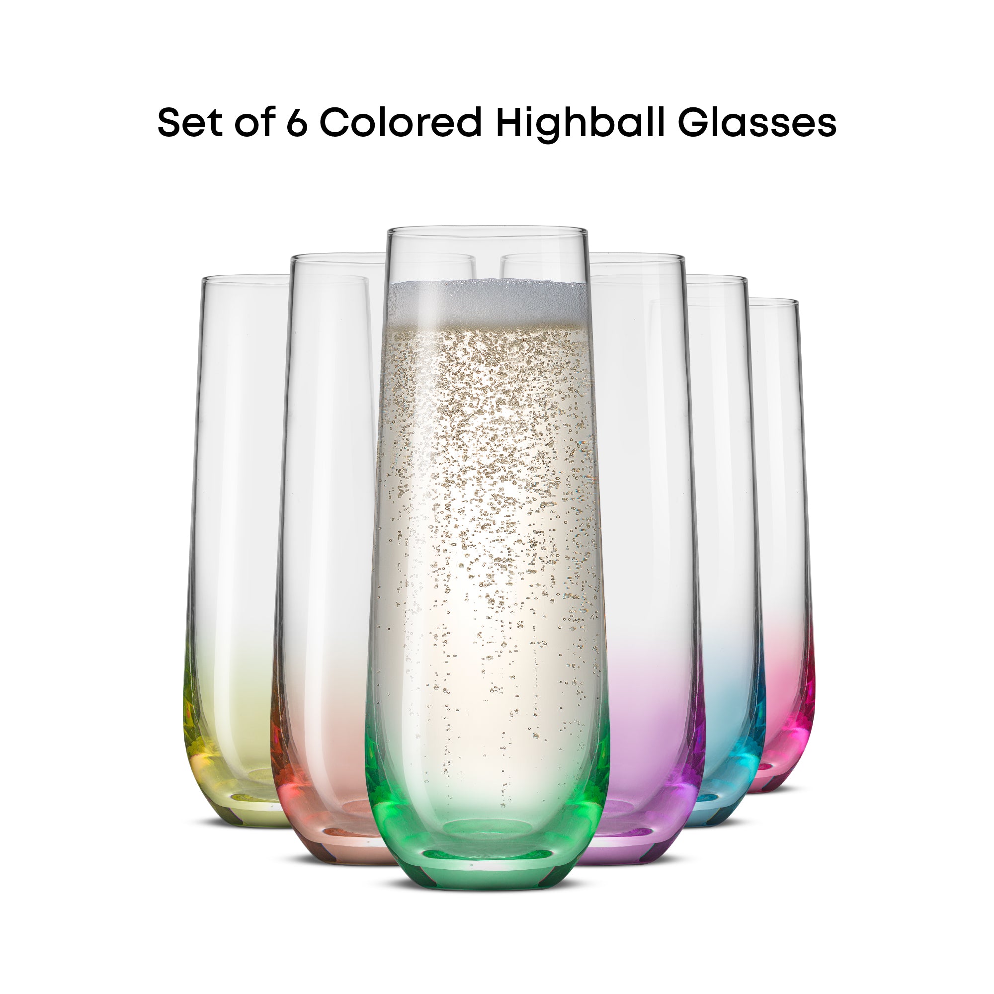 Hue Colored Stemless Champagne Flutes