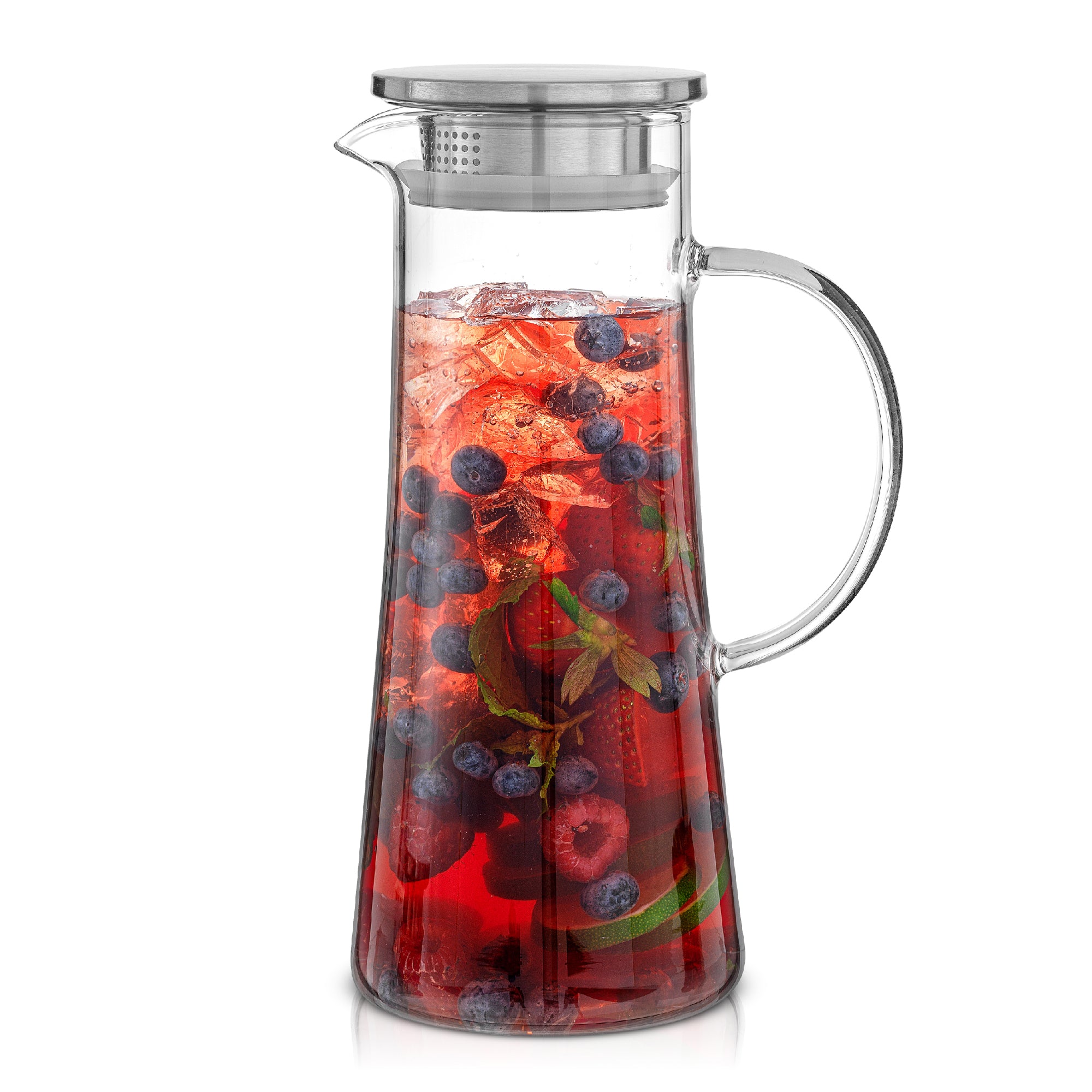 Breeze Glass Drink Water Pitcher with Stainless Steel Lid