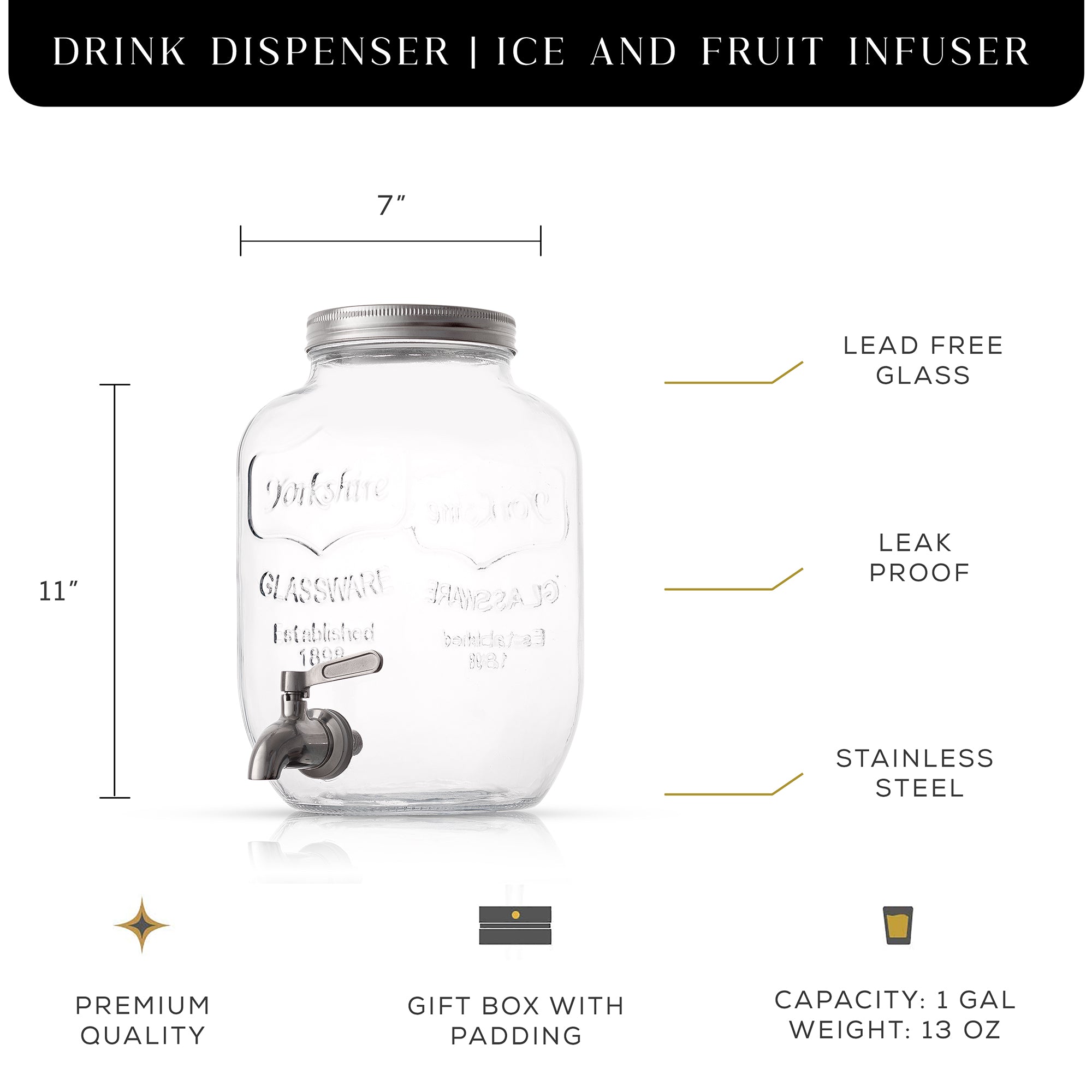 JoyJolt Dispenser: Spigot, Ice & Fruit Infuser