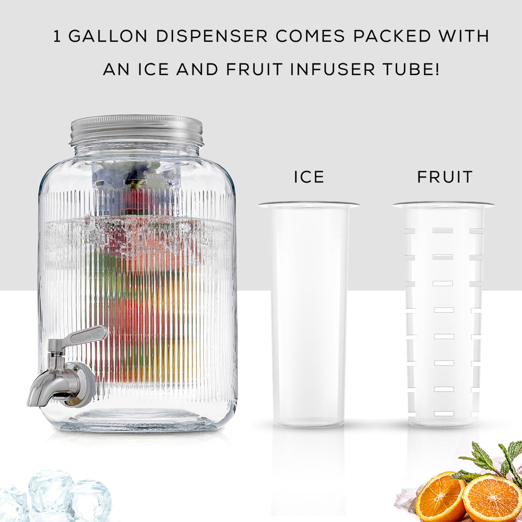 JoyJolt Dispenser: Spigot, Ice & Fruit Infuser