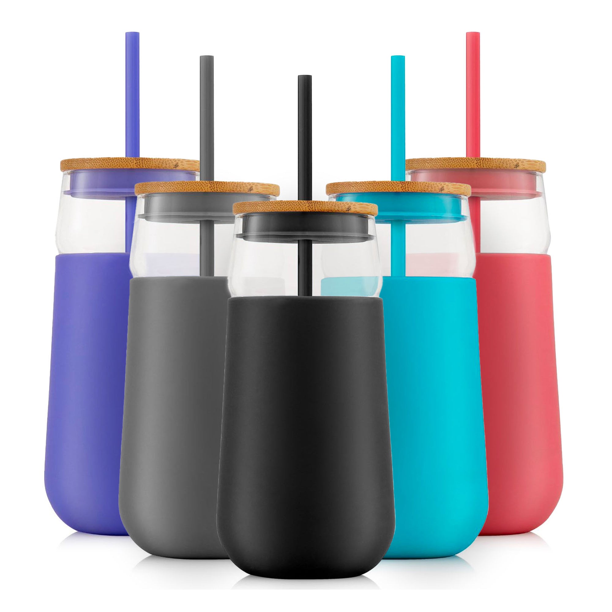 JoyJolt Tumbler with Bamboo Lid, Straw & Silicone Sleeve