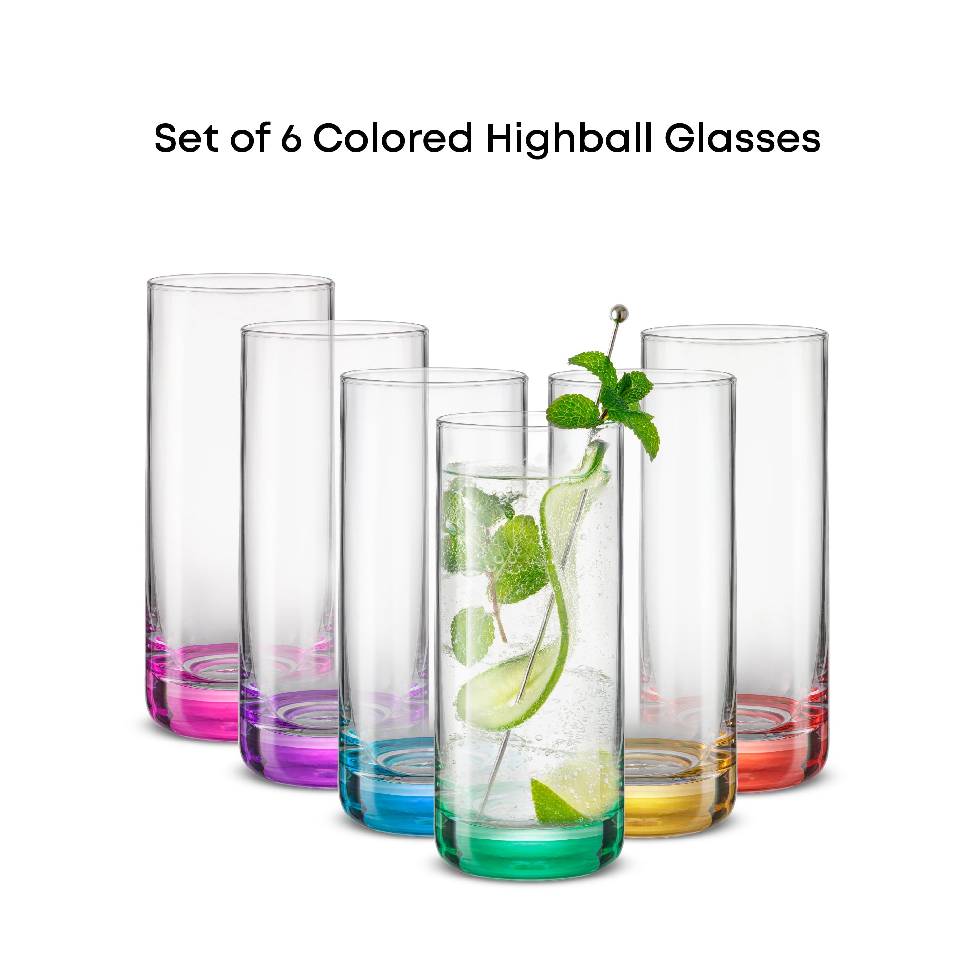 Hue Colorful Highball Drinking Glasses