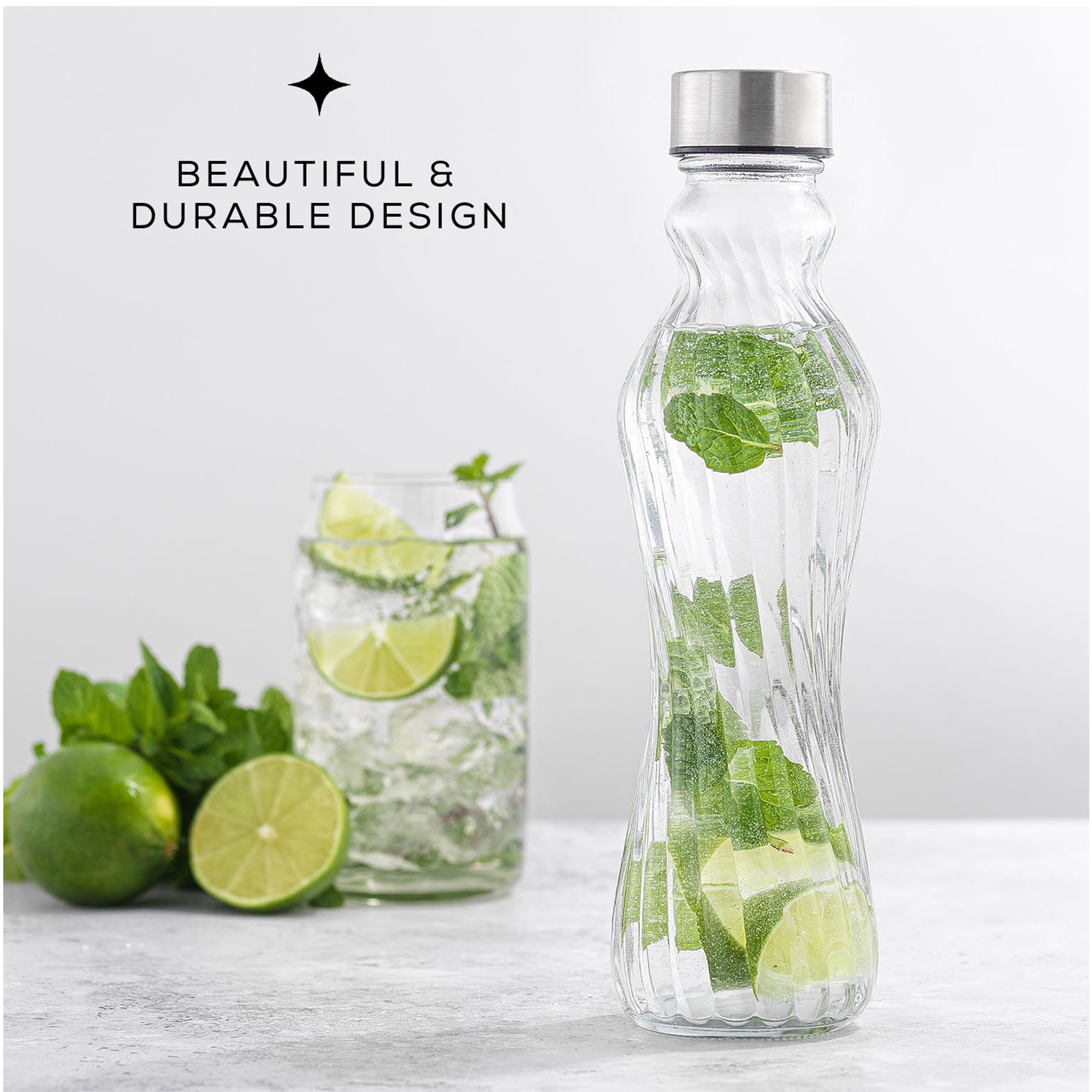 Spring Glass Insulated Water Bottles with Stainless Steel Cap