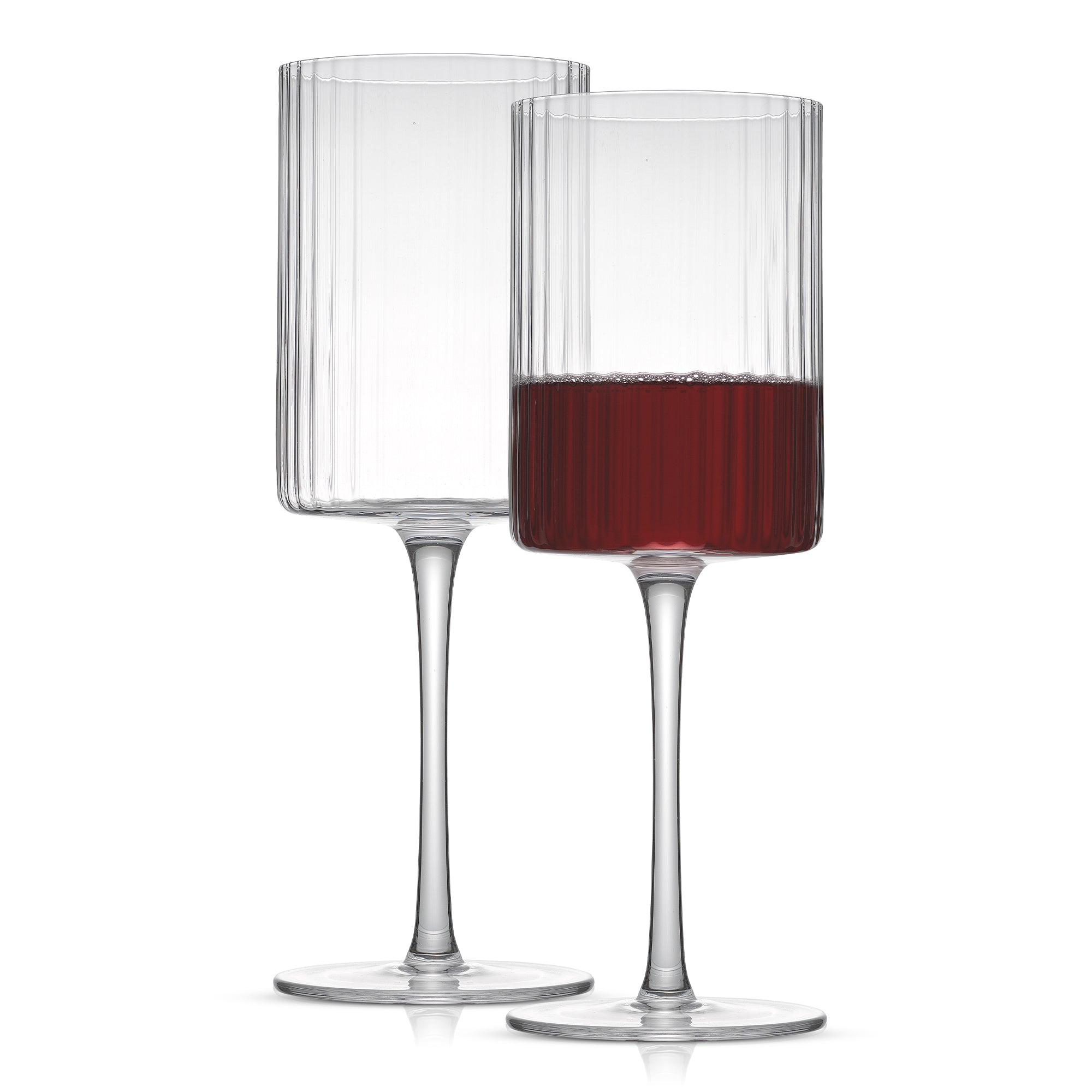 JoyJolt Elle Fluted Cylinder Red Wine Glasses