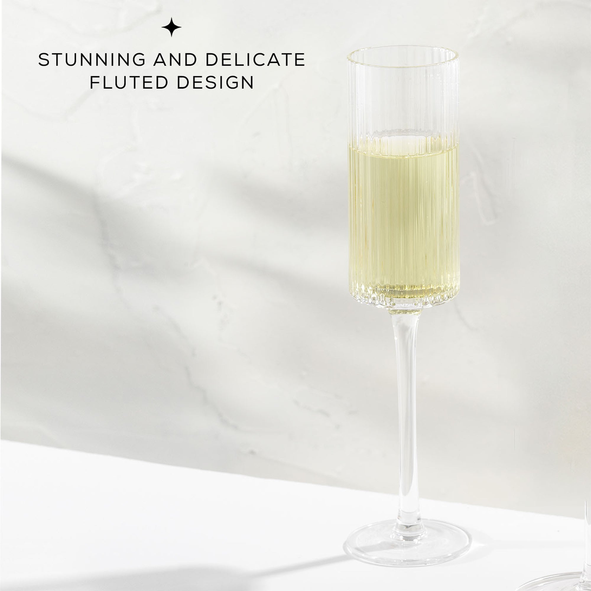 JoyJolt Elle Fluted Cylinder Champagne Glasses Set