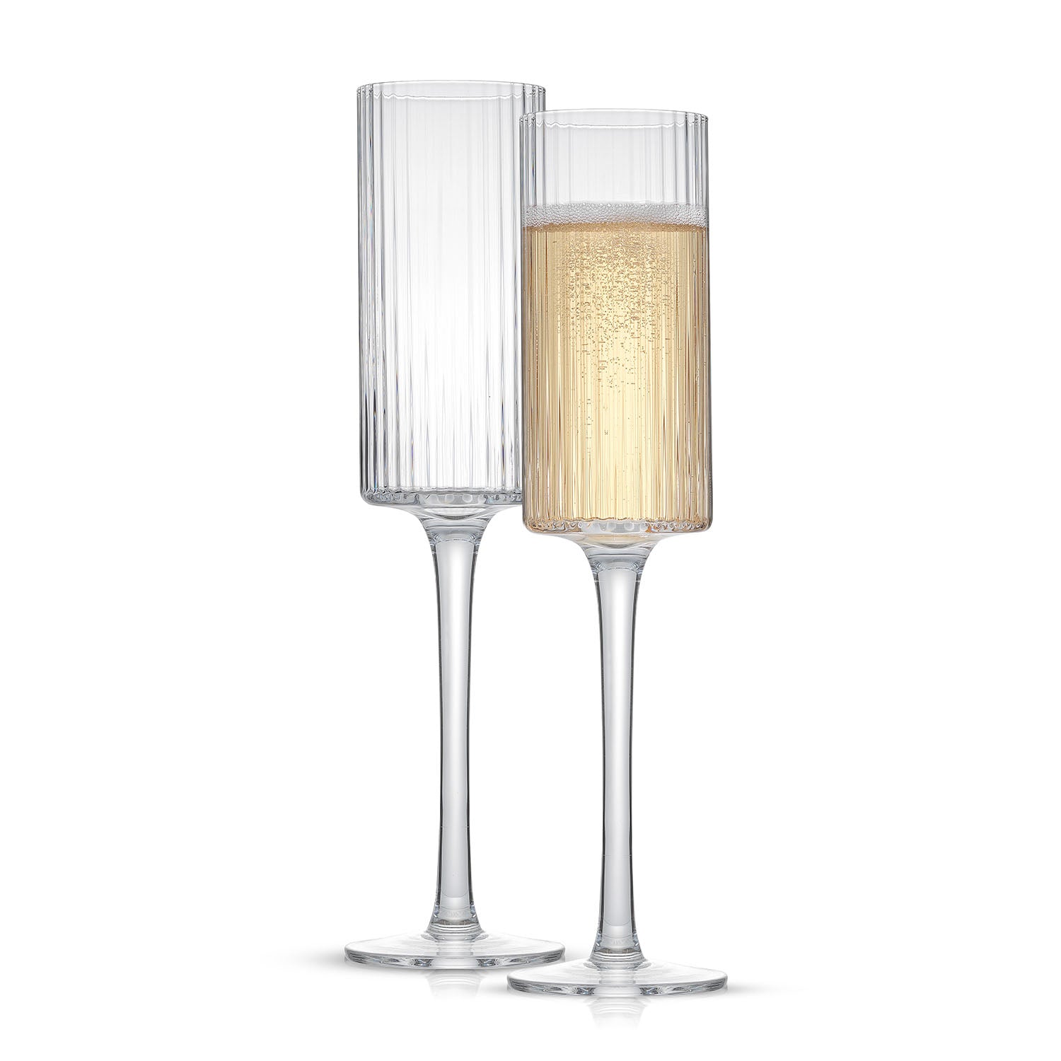 JoyJolt Elle Fluted Cylinder Champagne Glasses - Set of 2