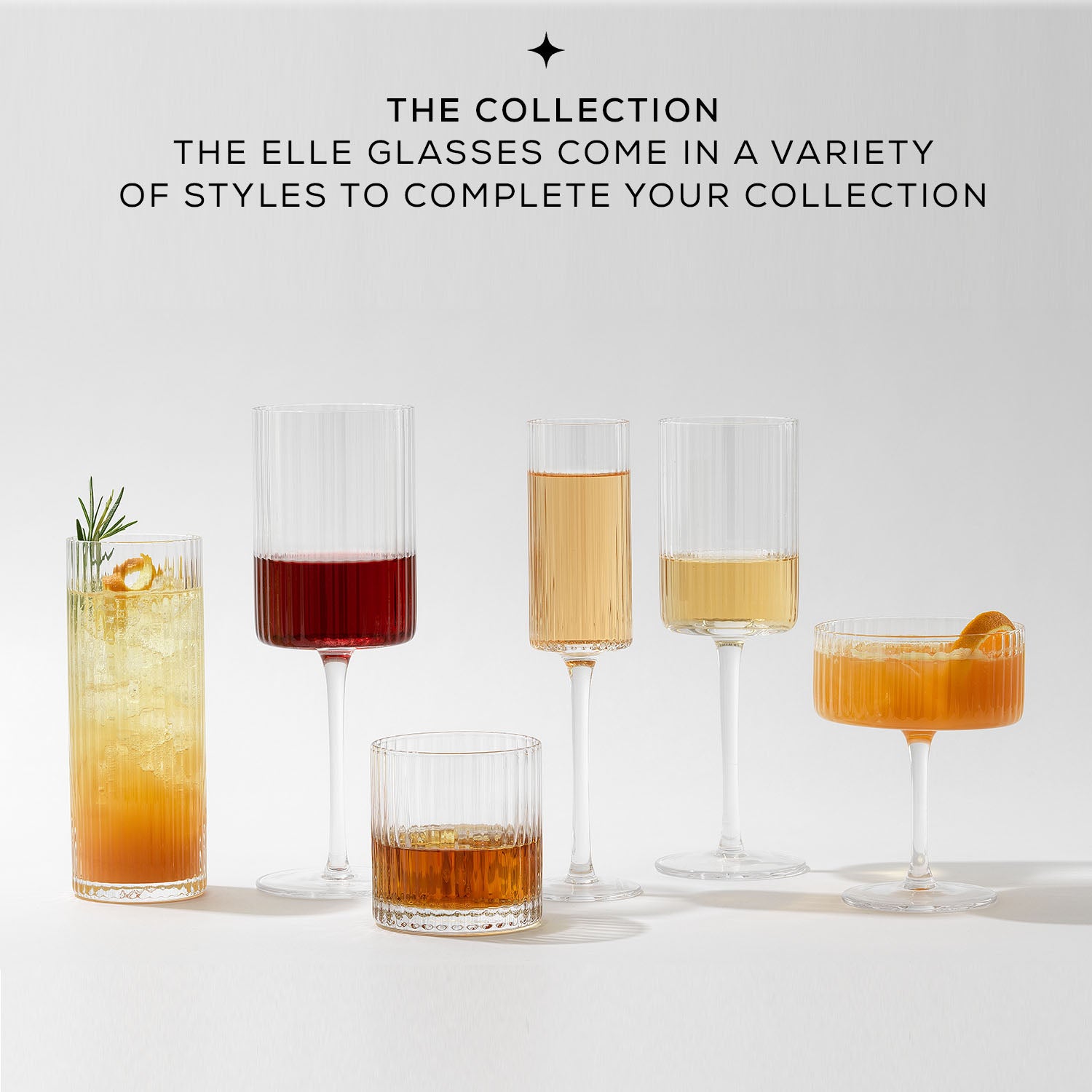JoyJolt Elle Fluted Cylinder Martini Glasses - Set of 2