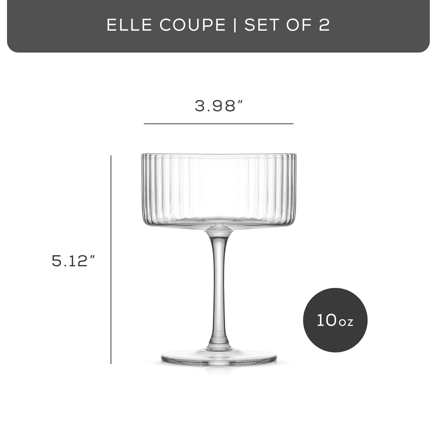 Joyjolt Elle Fluted Cylinder Martini Glasses