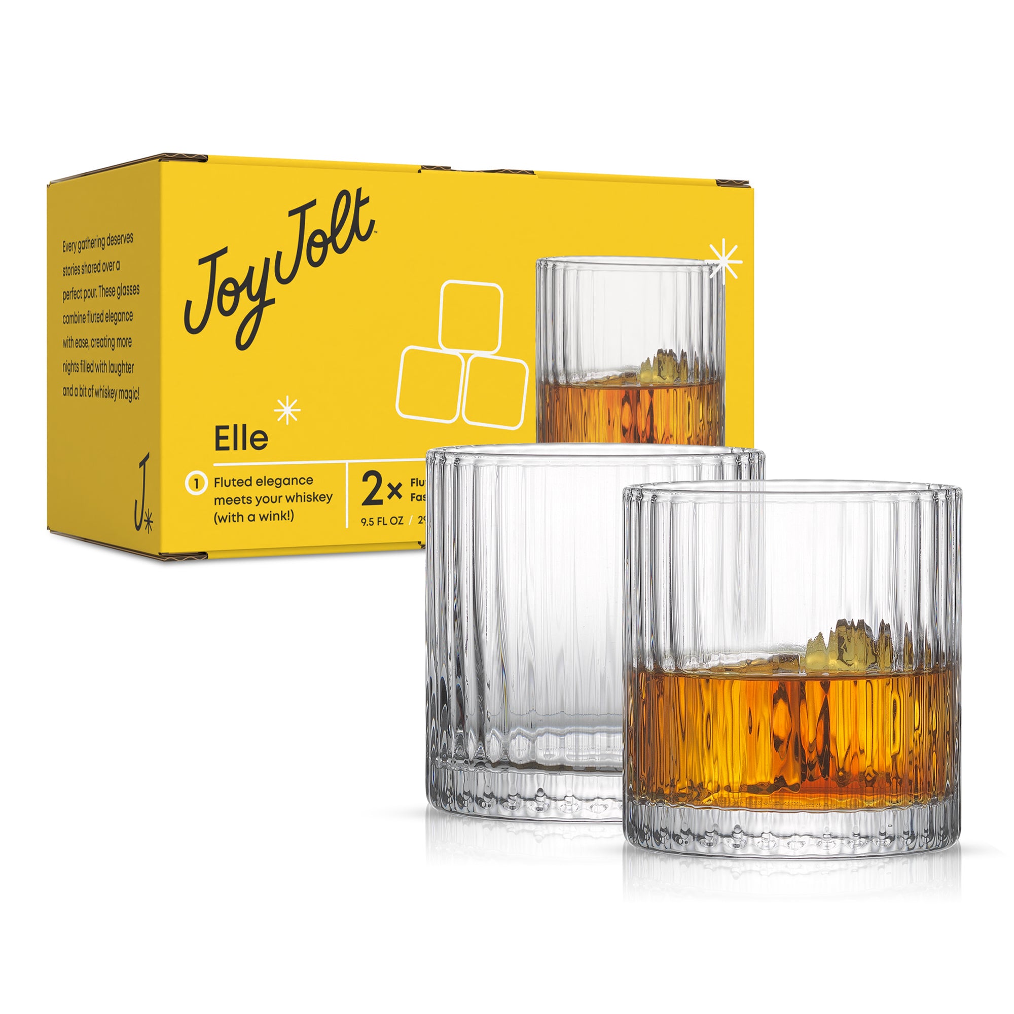 Elle Fluted Cylinder Whiskey Glasses