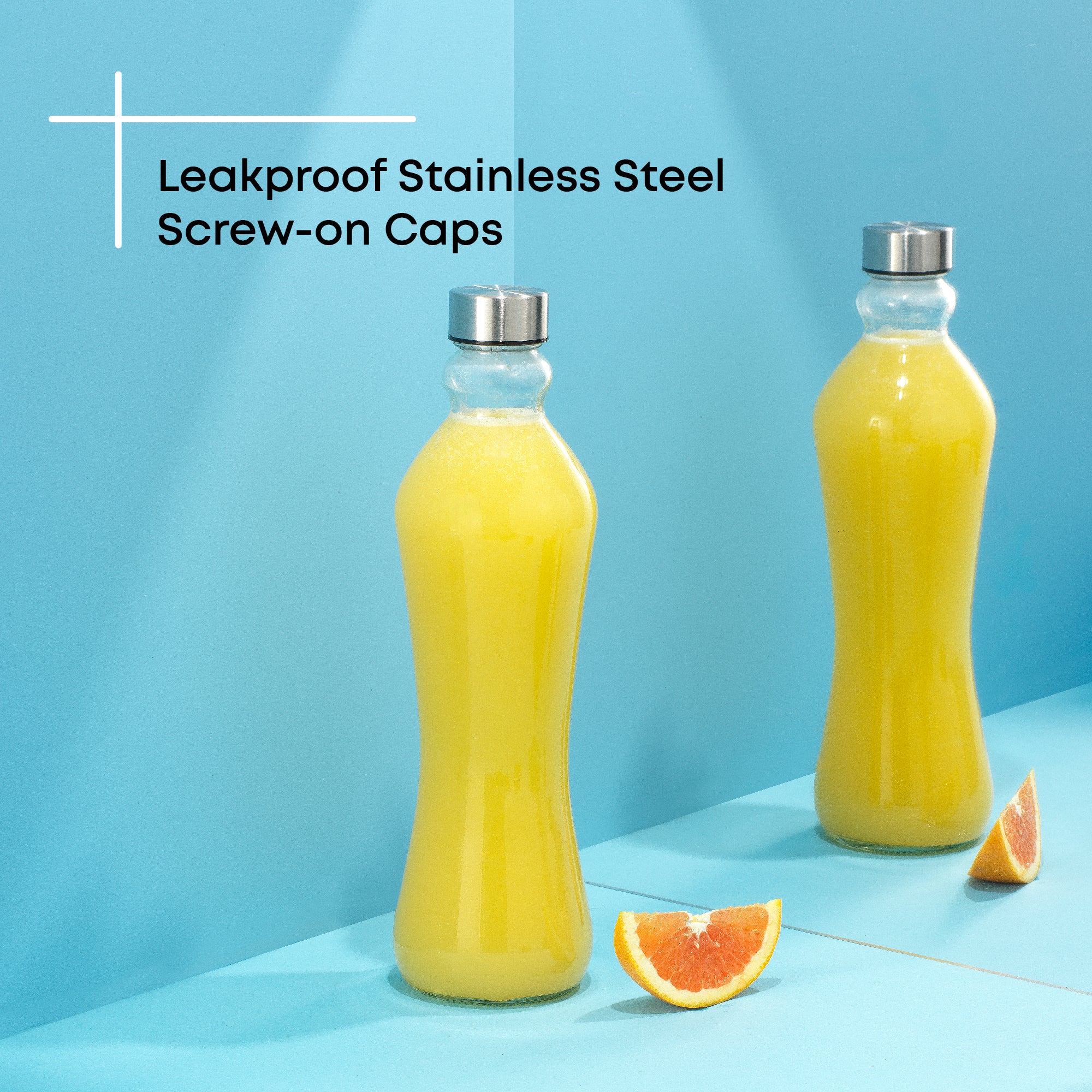 Spring Glass Water Bottles with Stainless Steel Cap