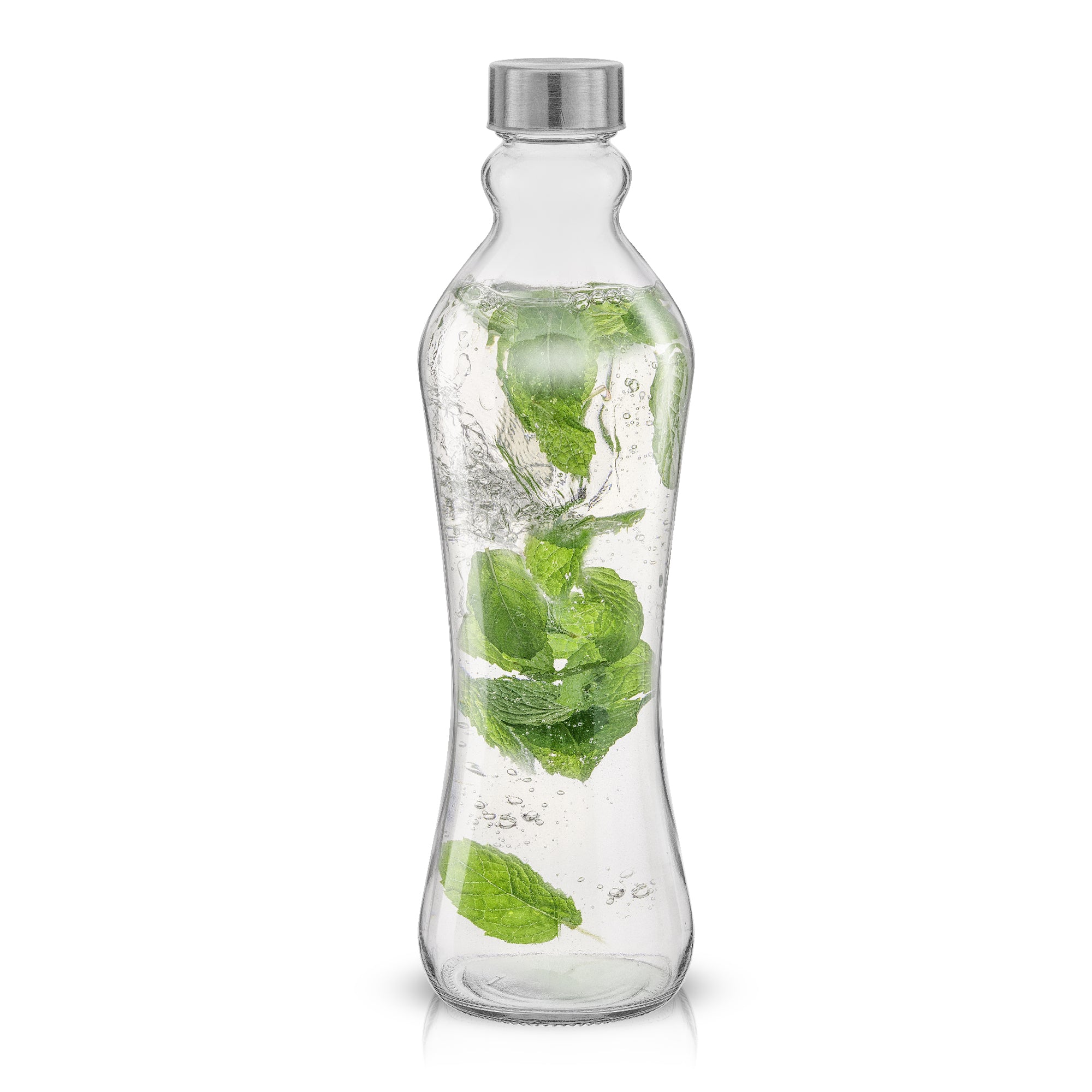 Spring Glass Water Bottles with Stainless Steel Cap