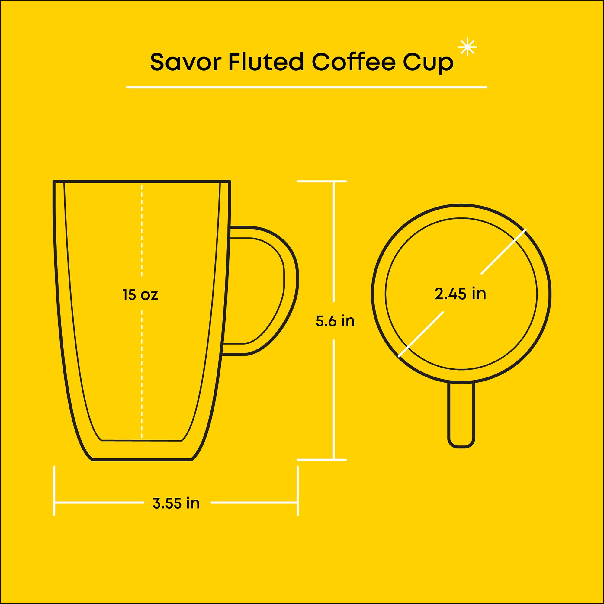 Savor Fluted Large Double Wall Coffee Mugs