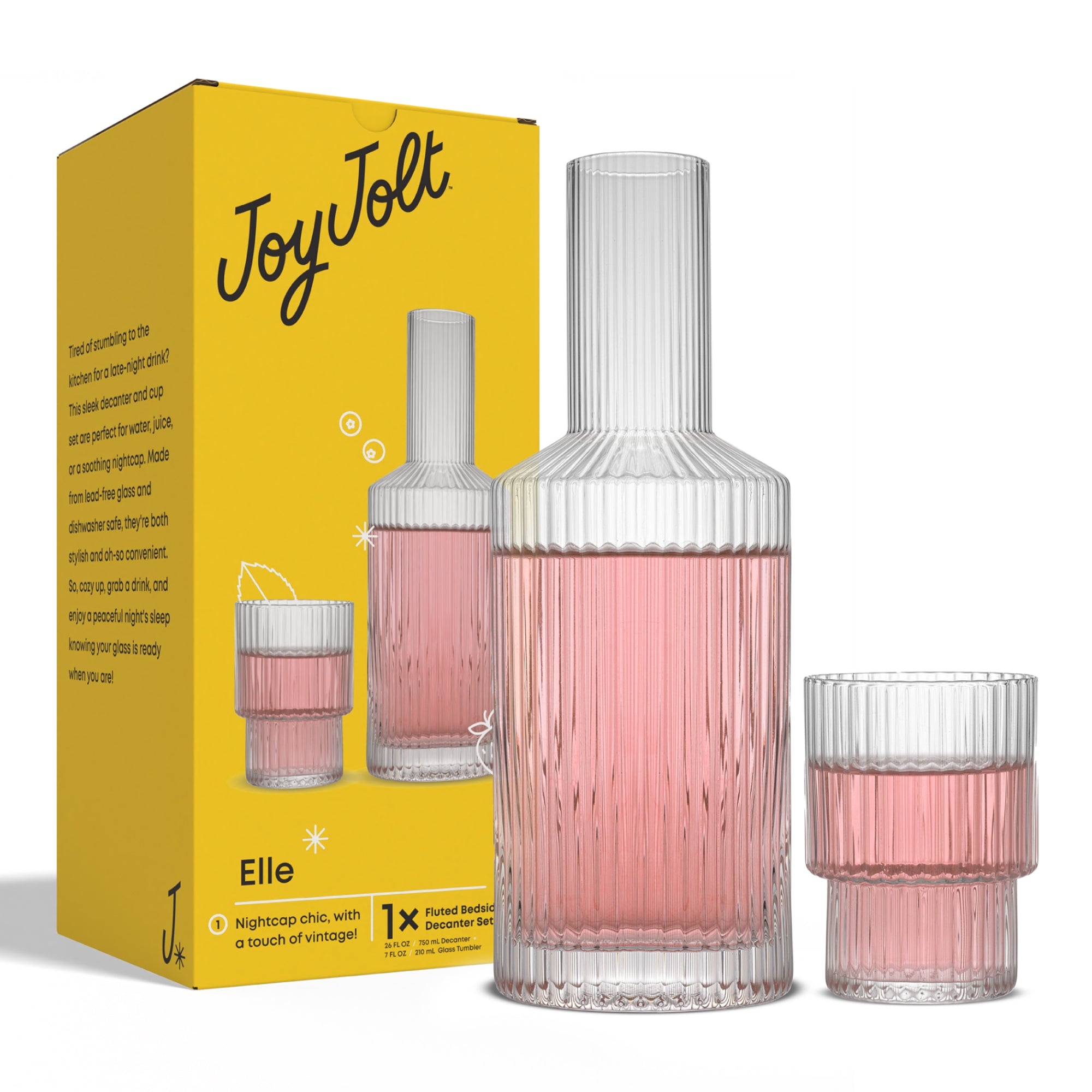 Elle Fluted Bedside Decanter Set