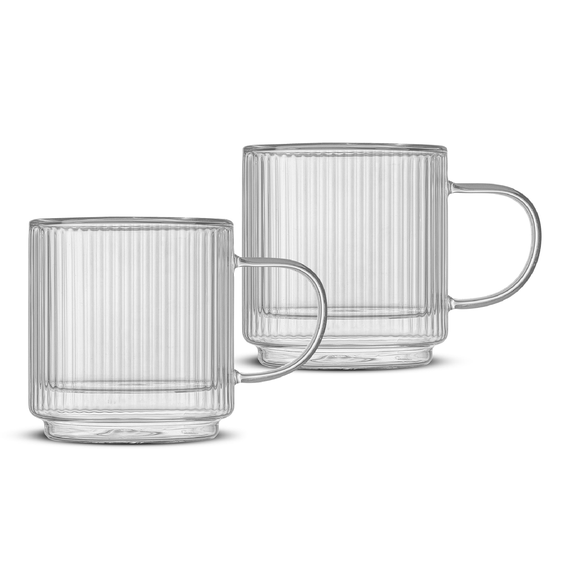 Haven Fluted Stackable Double Wall Glass Mugs