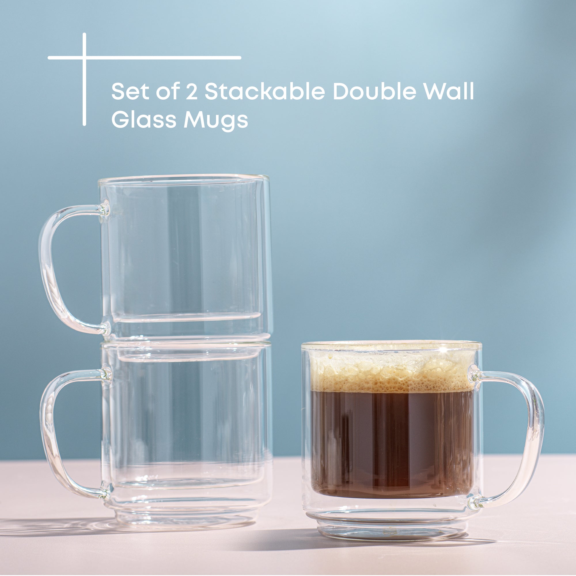 Haven Stackable Double Wall Glass Mugs