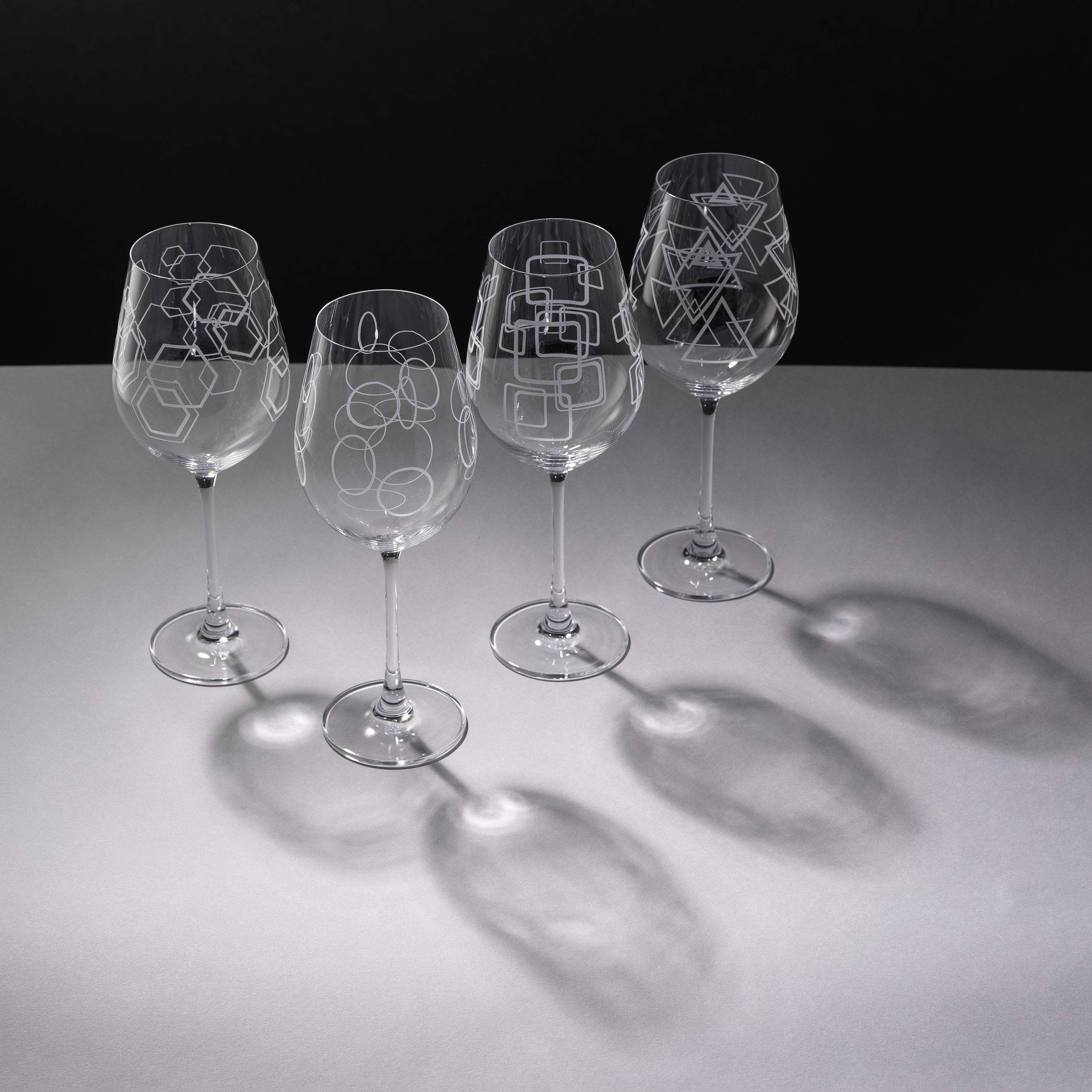 Geo Crystal Red Wine Glasses - 23 oz - Set of 4