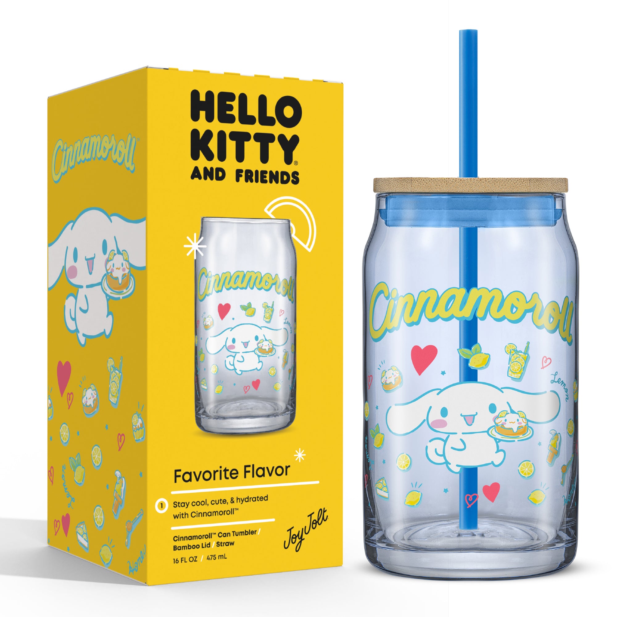 Hello Kitty® and Friends Favorite Flavor Cinnamoroll Glass Tumbler with Bamboo Lid and Straw