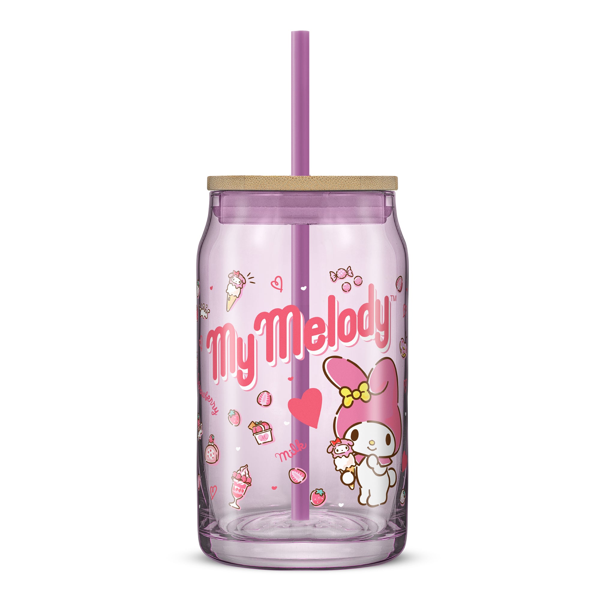 Hello Kitty® and Friends Favorite Flavor My Melody Glass Tumbler with Bamboo Lid and Straw