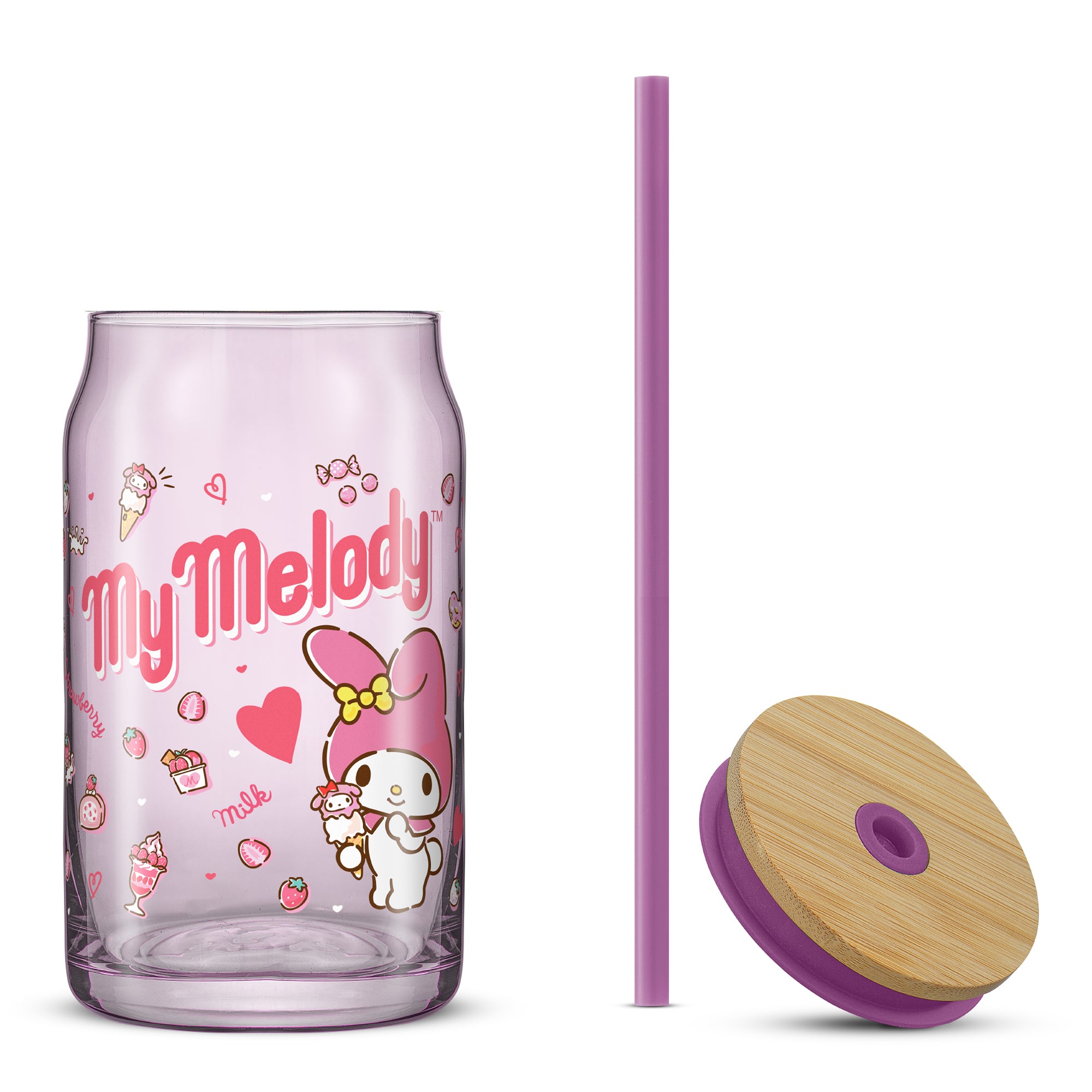 Hello Kitty® and Friends Favorite Flavor My Melody Glass Tumbler with Bamboo Lid and Straw