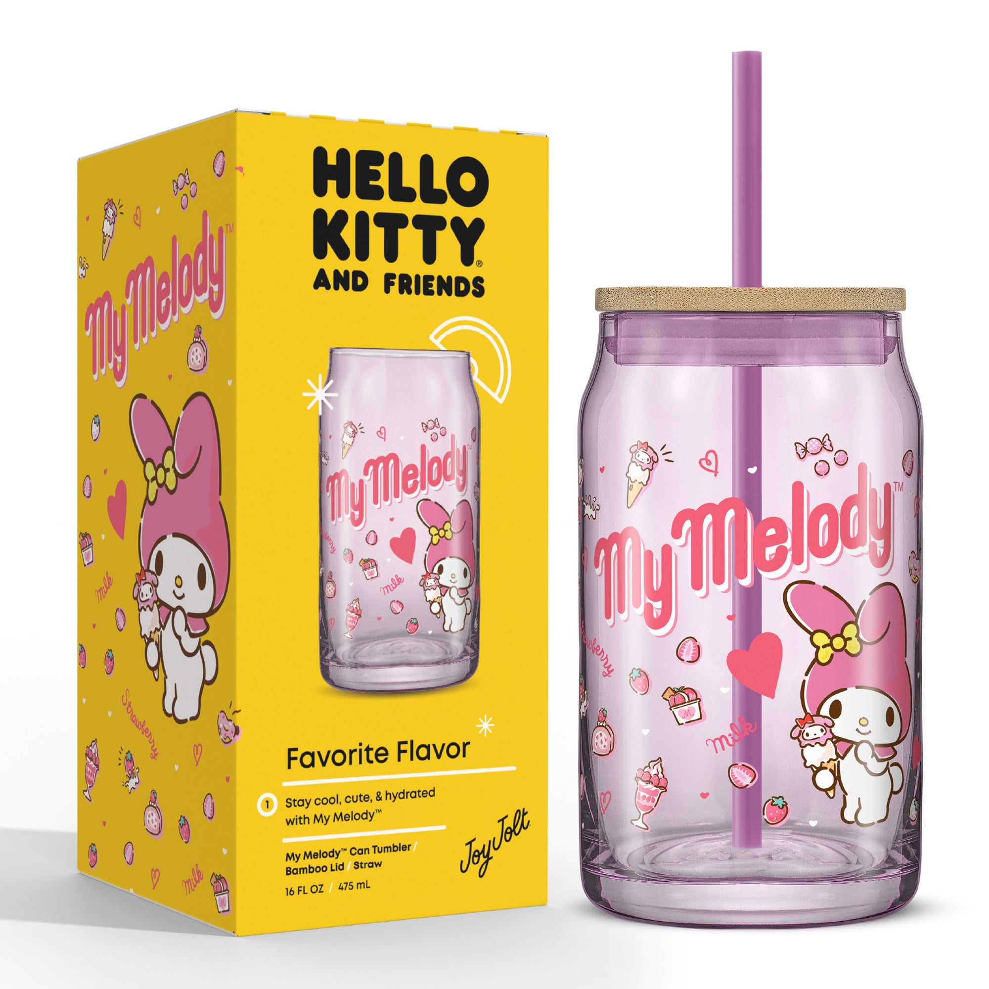 Newest Sanrio My melody Glass Cup With Lid